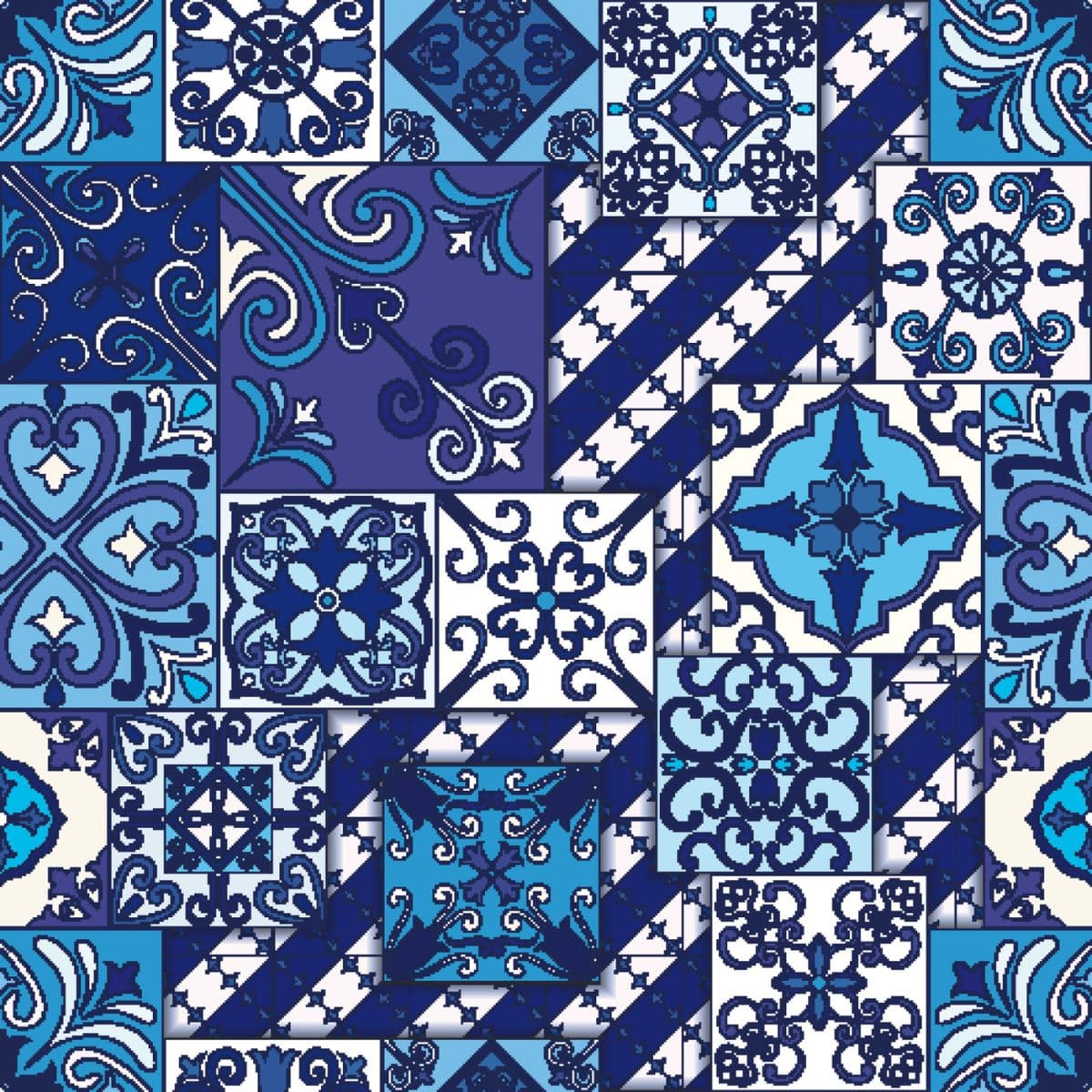 Premium Geometric Mosaic Interior Decor Wallpaper pattern detail