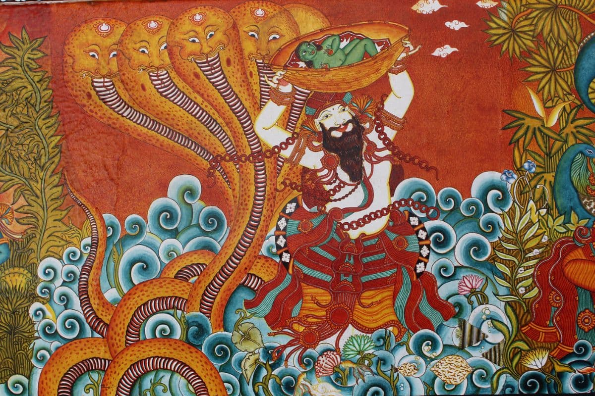 Vasudev Yamuna River Kerala Wall Art Mural pattern detail