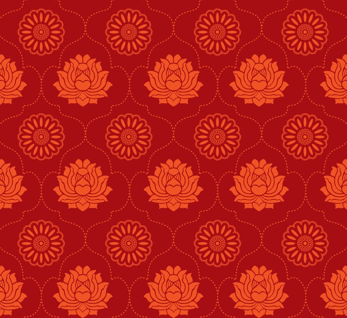 Asian Wallpaper With Lotus Flowers for Wall pattern detail