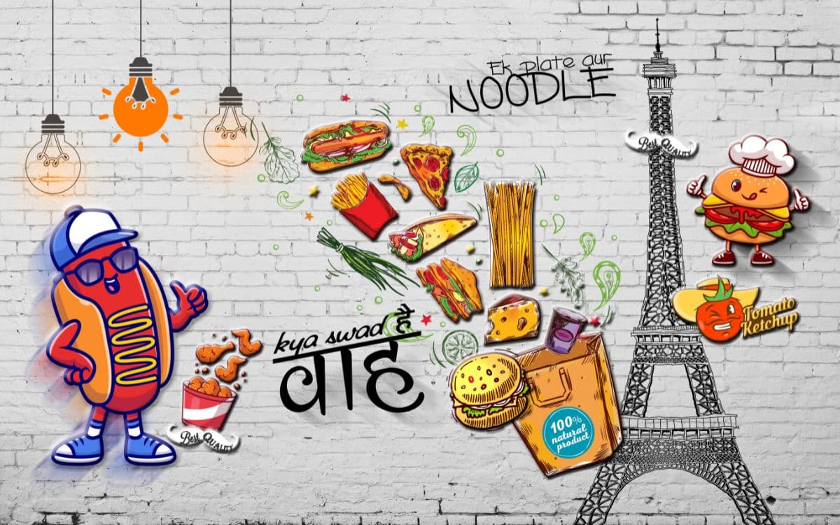 3d Food Wallpaper Mural for Restaurants and Home pattern detail