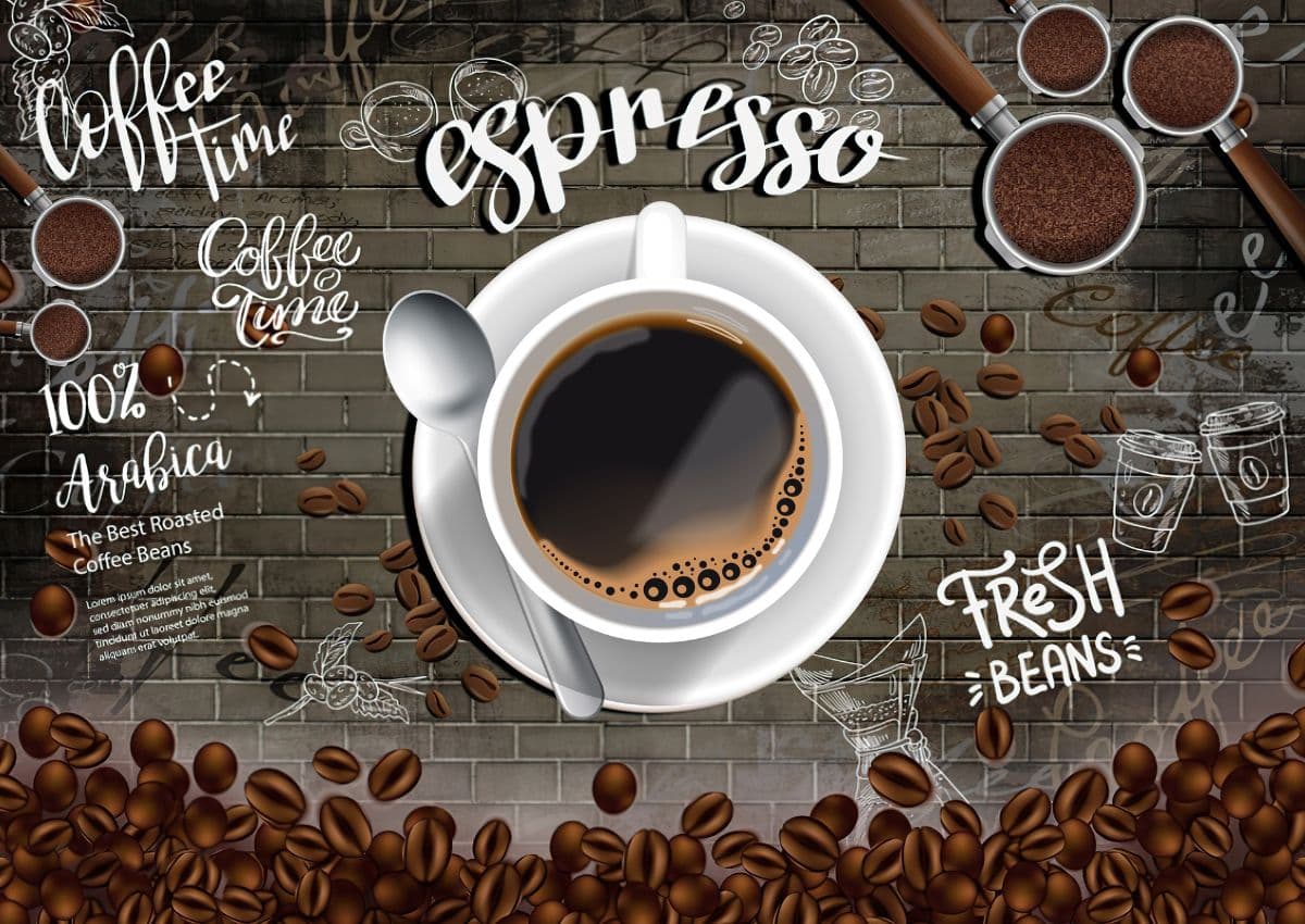 Coffee Themed Wallpaper for Wall pattern detail