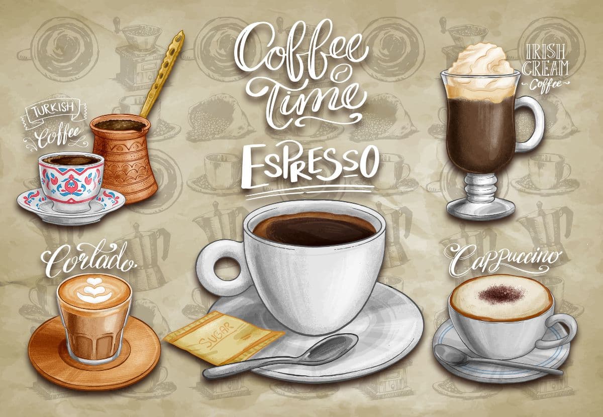 Coffee Time Food Wallpaper Mural pattern detail