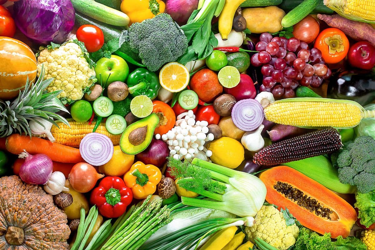 Fresh Vegetables and Fruits Wallpaper for Wall pattern detail