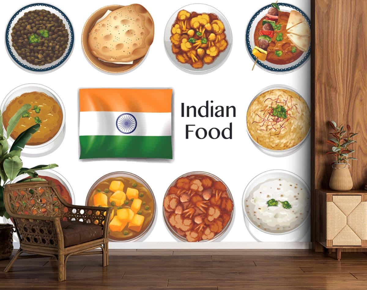 Indian Food Wallpaper for Indian Restaurants shown in a room