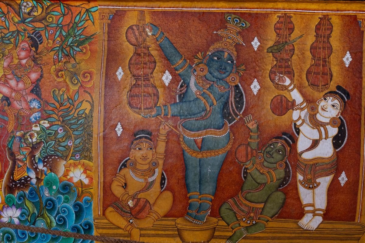 Kerala Heritage Fresco Wallpaper pattern detail