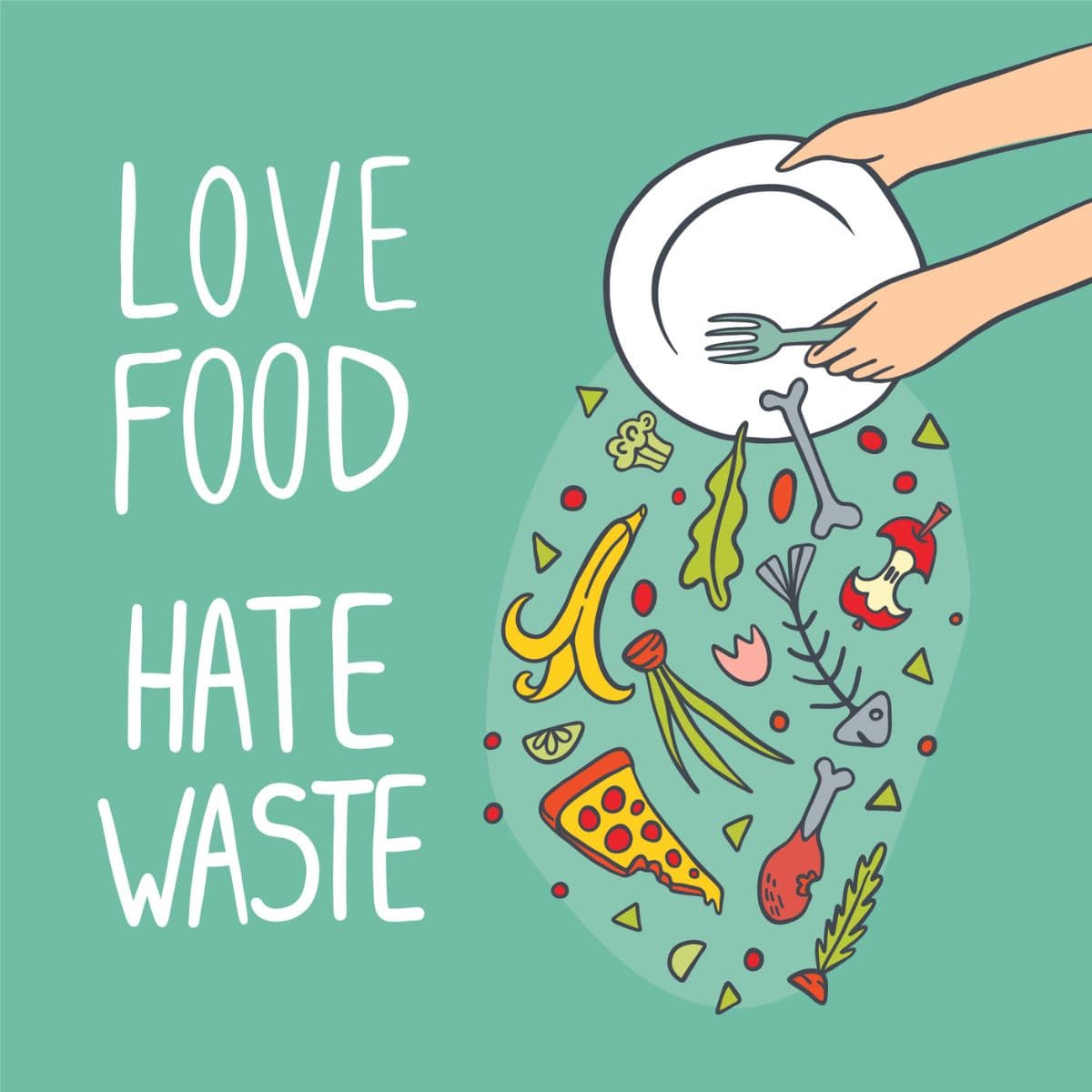 Love Food Hate Waste Wallpaper for Wall pattern detail