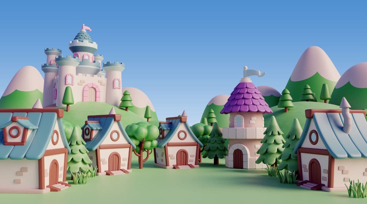 3D Kids Room Royal Castle Wallpaper pattern detail