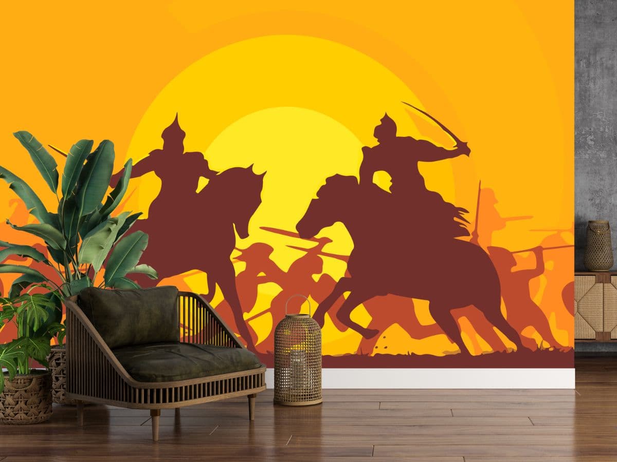 Royal Warriors Fight Wallpaper for Wall shown in a room