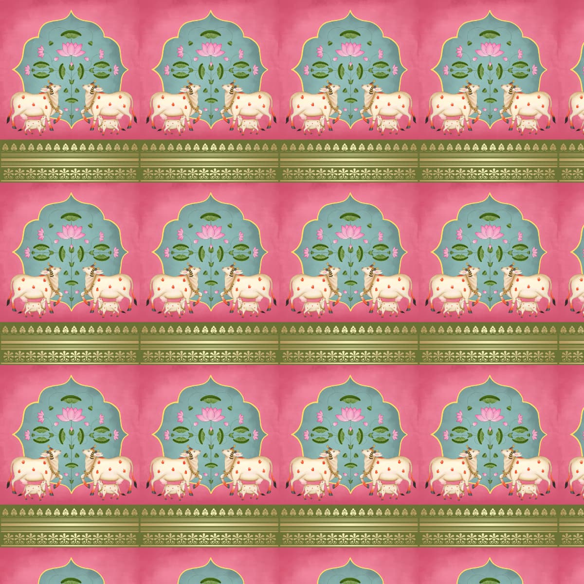 Premium Luxury Pichwai Cow Wallpaper For Wall pattern detail