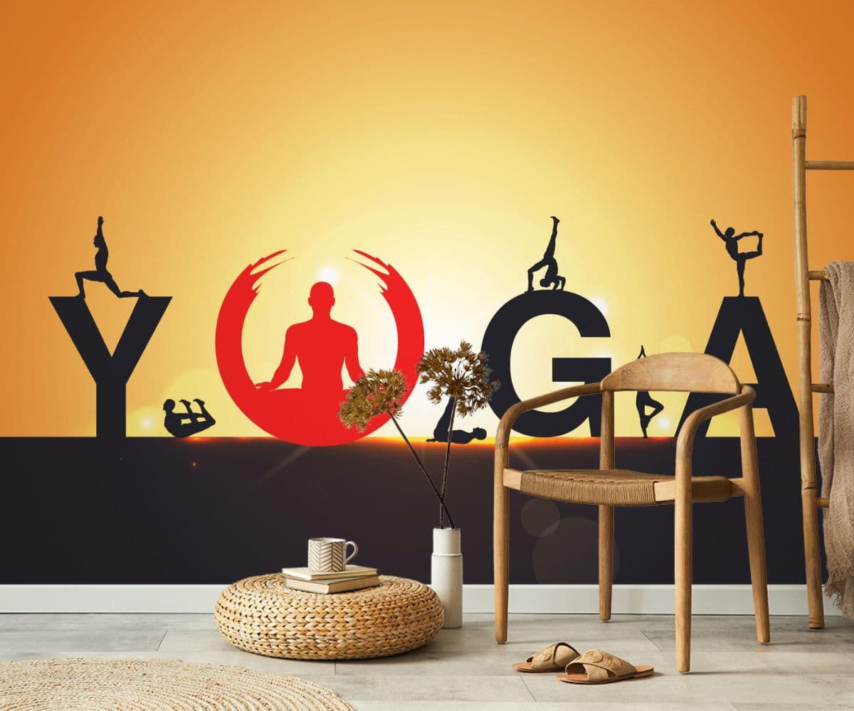 Big Yoga Letter Wallpaper for Wall shown in a room