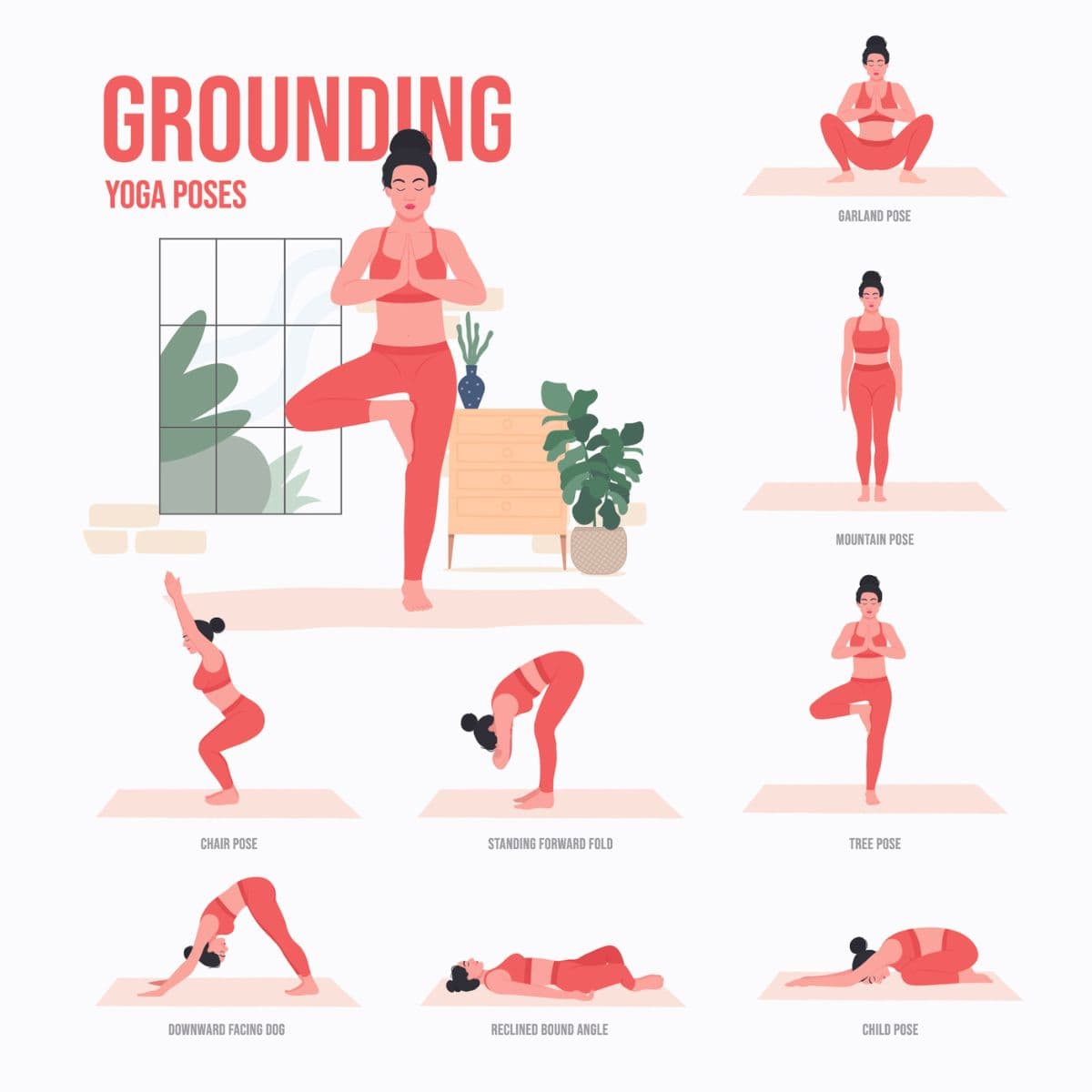 Grounding Yoga Poses Wallpaper for Wall pattern detail
