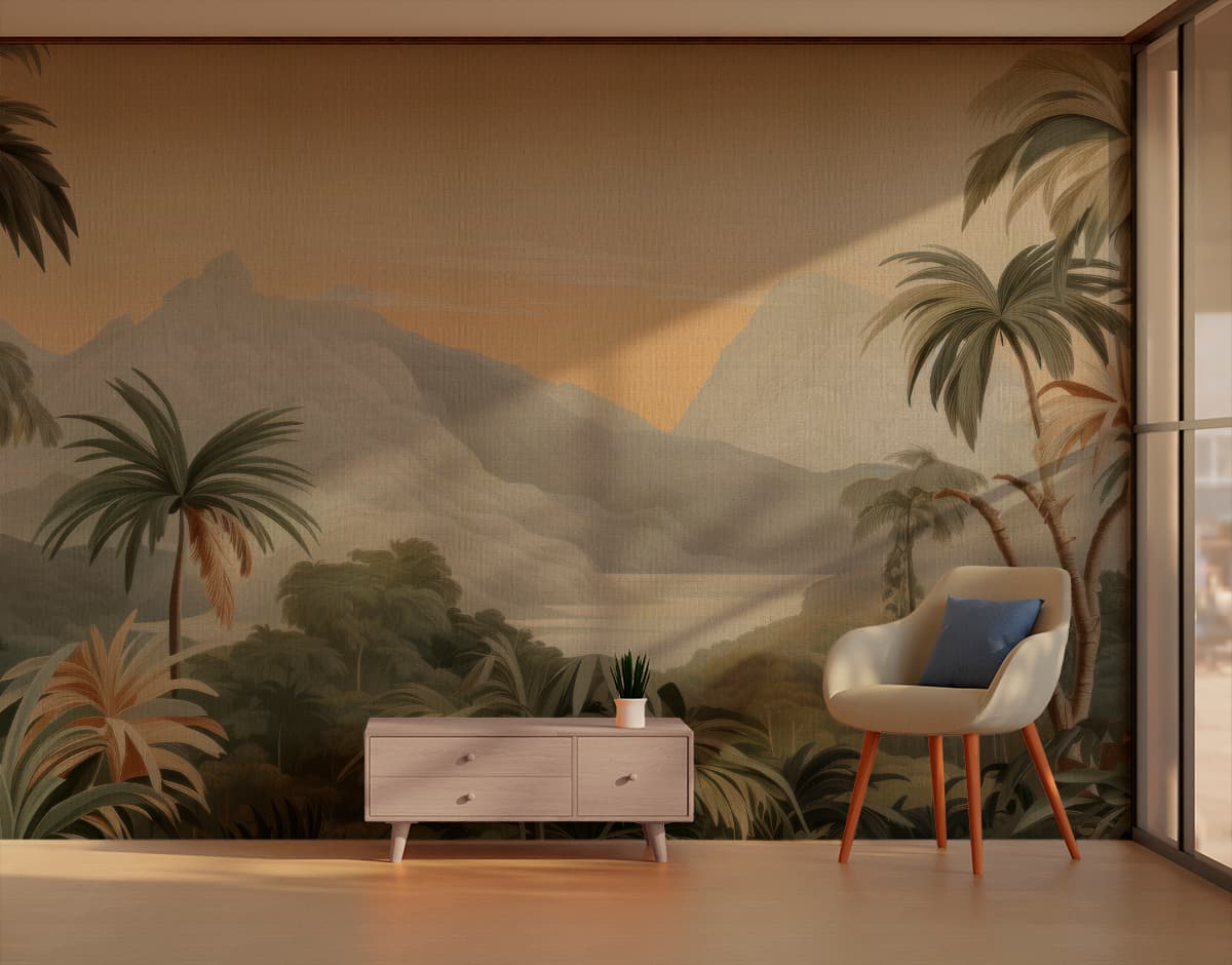 Palm Paradise Wallpaper Mural shown in a room