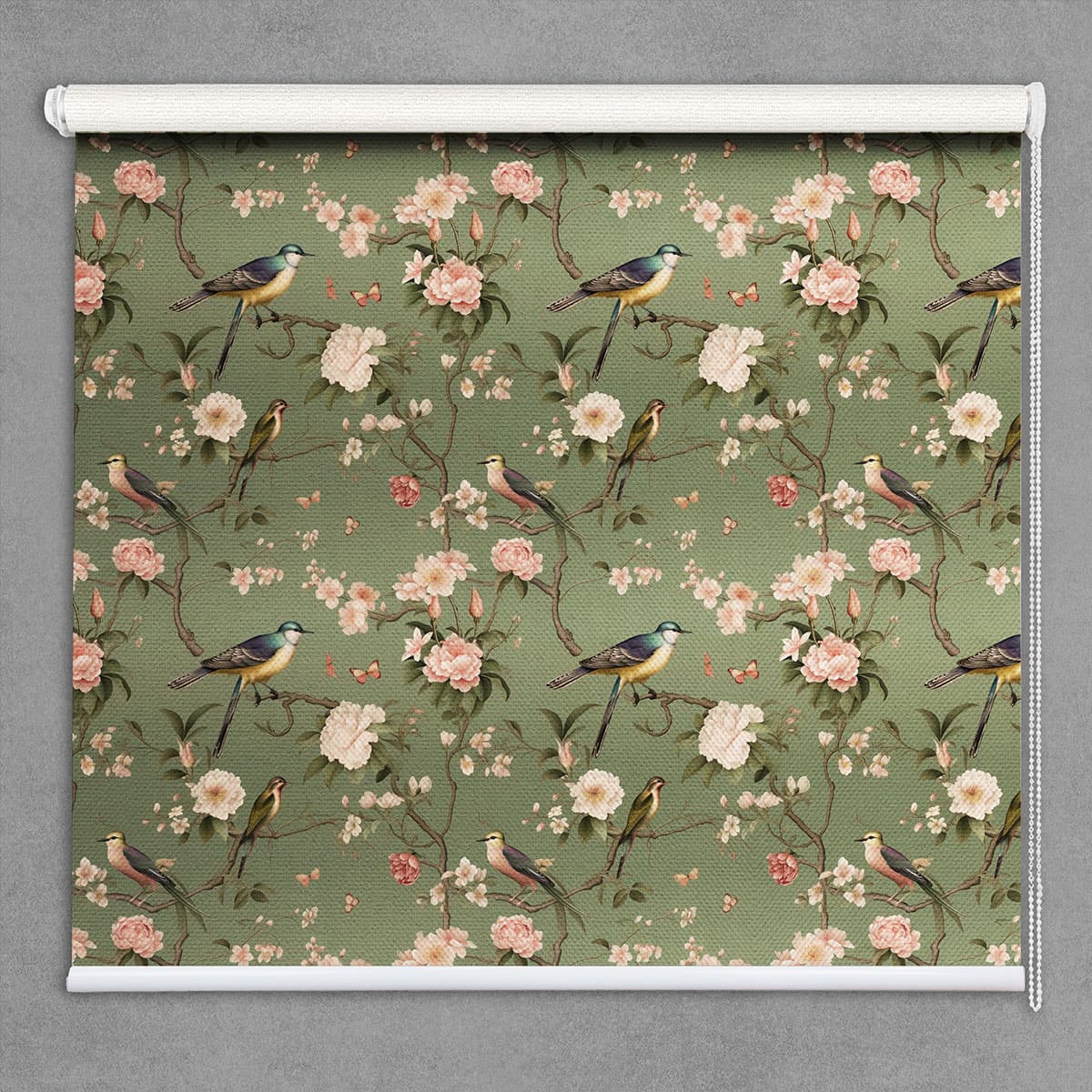 Chinoiserie Castleton and Rose Roller Blind shown in a room