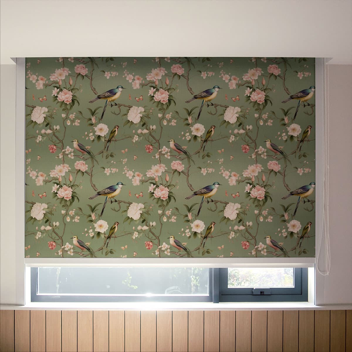 Chinoiserie Castleton and Rose Roller Blind pattern detail