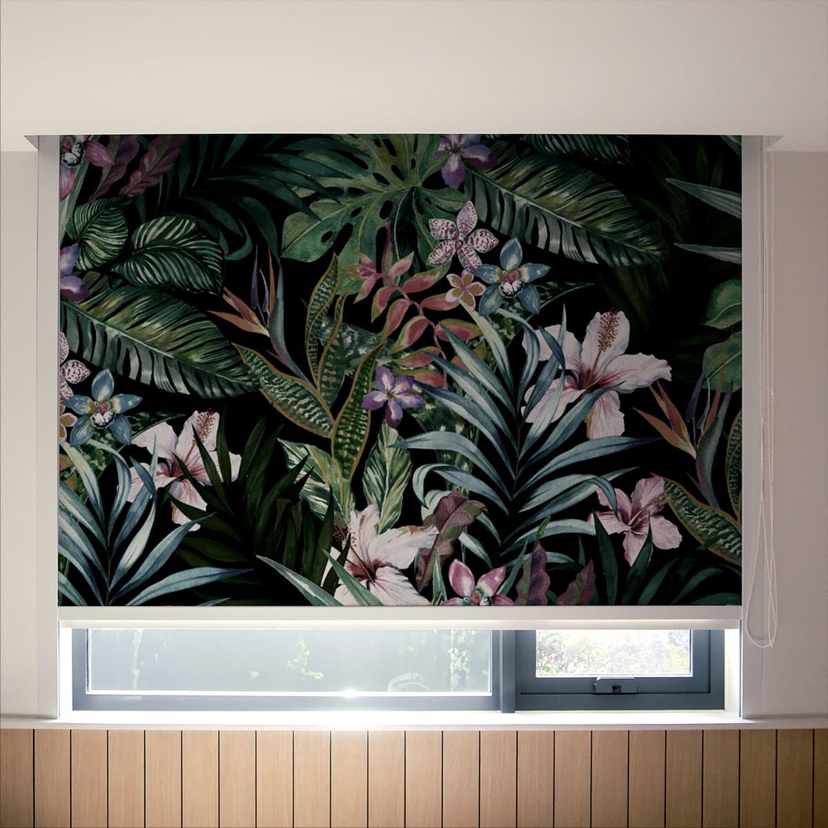 Green Meadows Floral Roller Blinds for Windows pattern detail