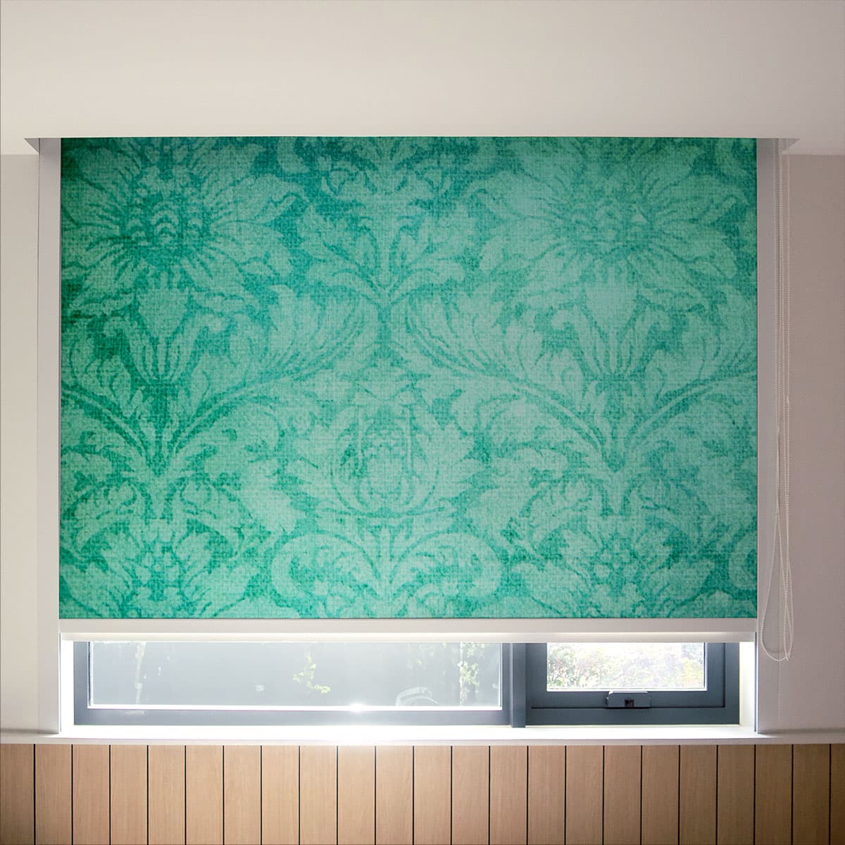 Sunlit Morning Light Blue Window Blinds pattern detail