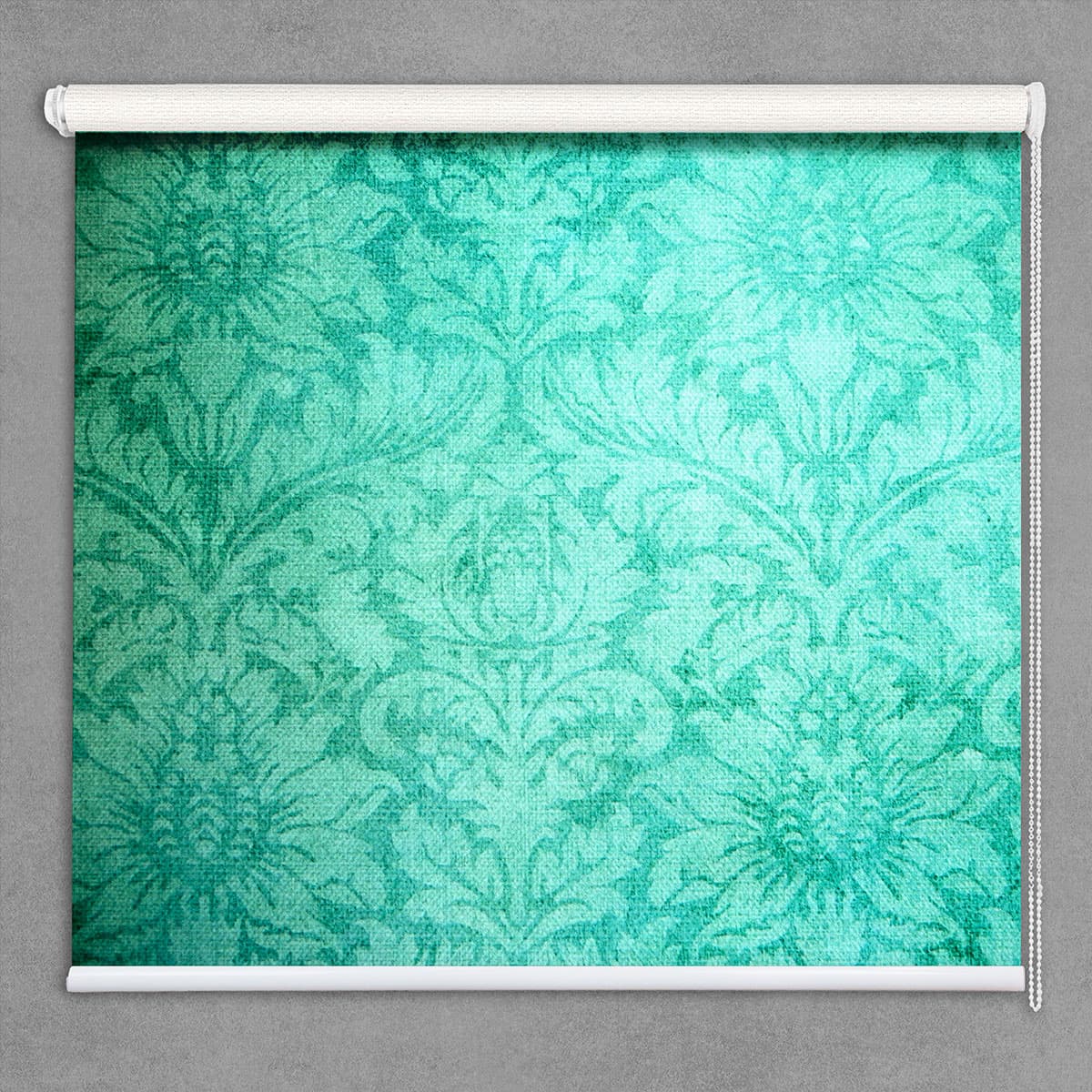 Sunlit Morning Light Blue Window Blinds shown in a room