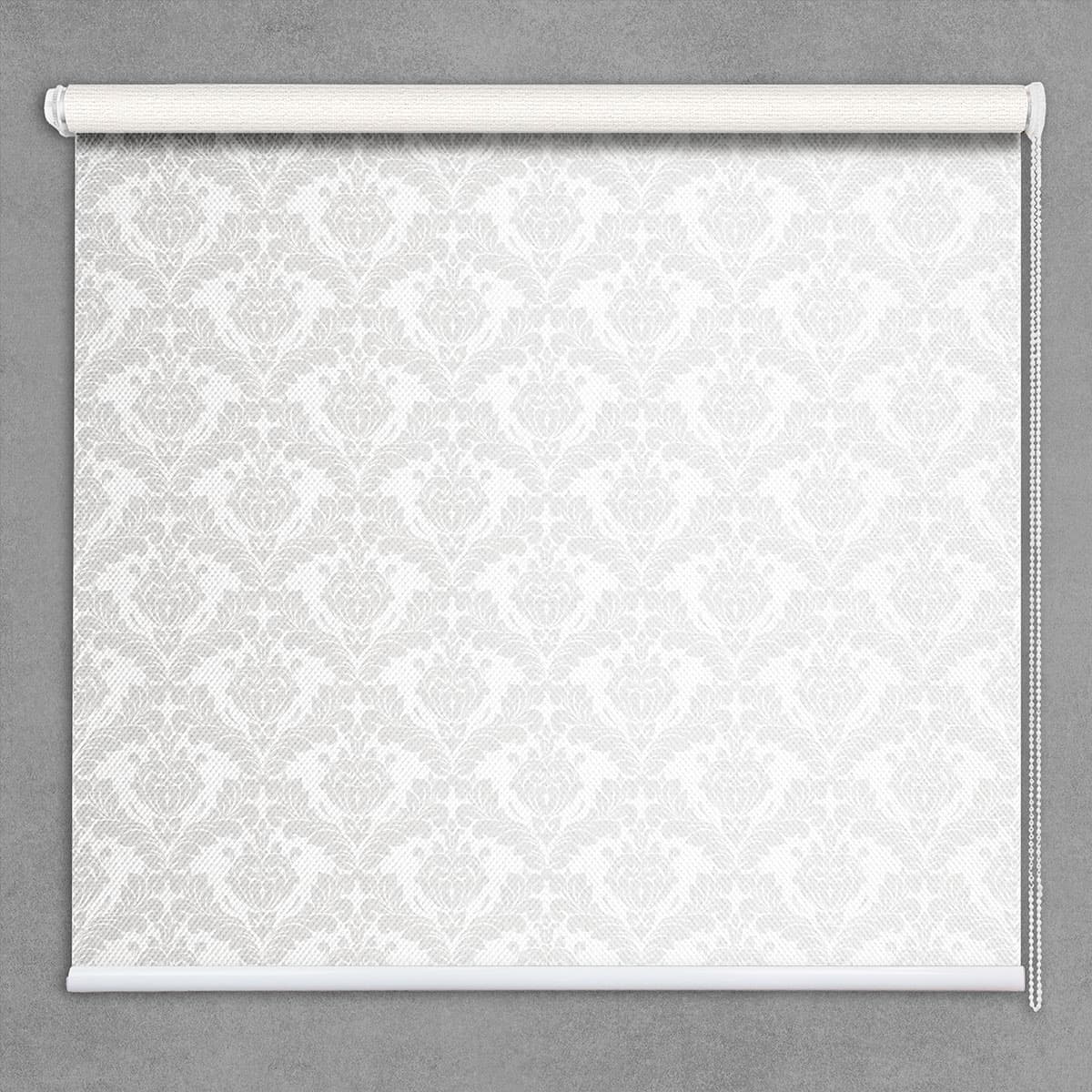 White Serenity Roller Window Blinds shown in a room