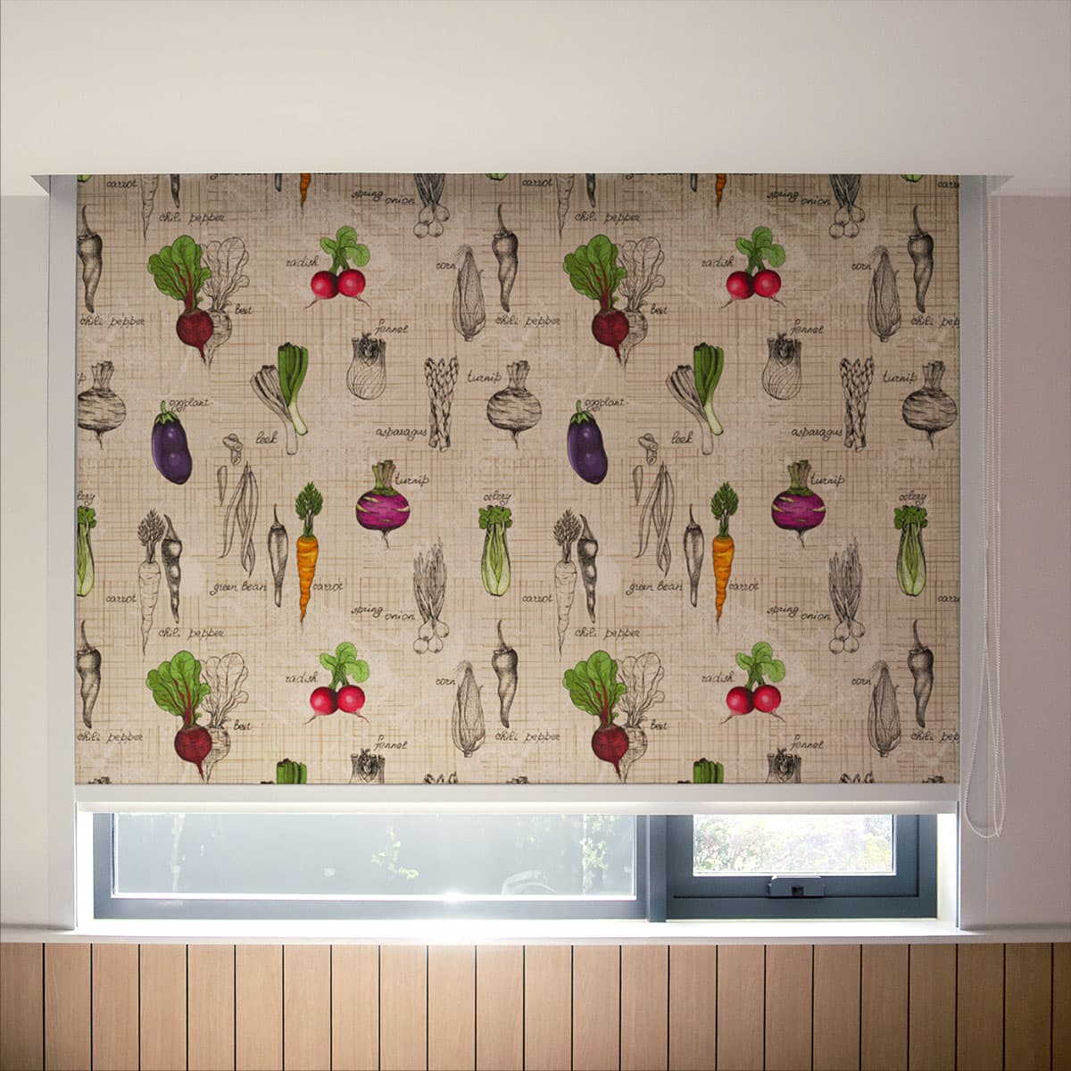 Veggies Pattern Roller Blinds for Kitchen pattern detail