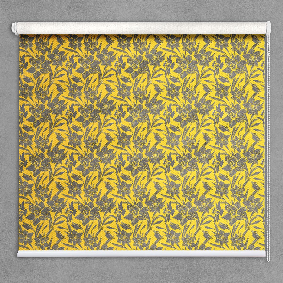 Golden Glow Yellow Patterned Roller Blinds shown in a room