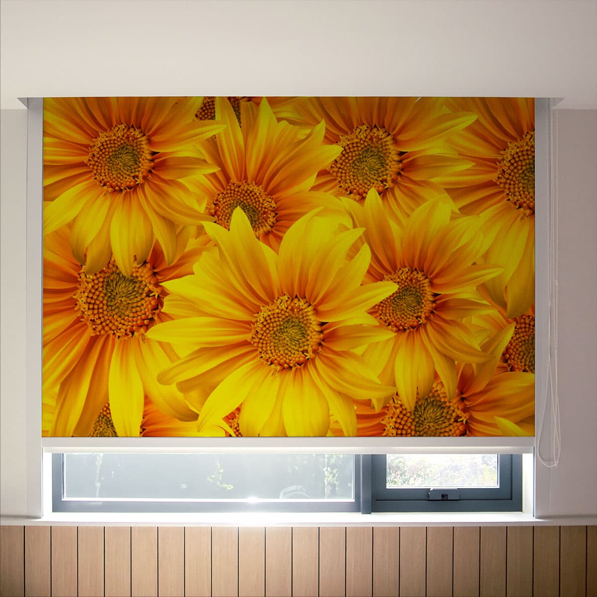 Sunflower yellow patterned roller Blinds pattern detail