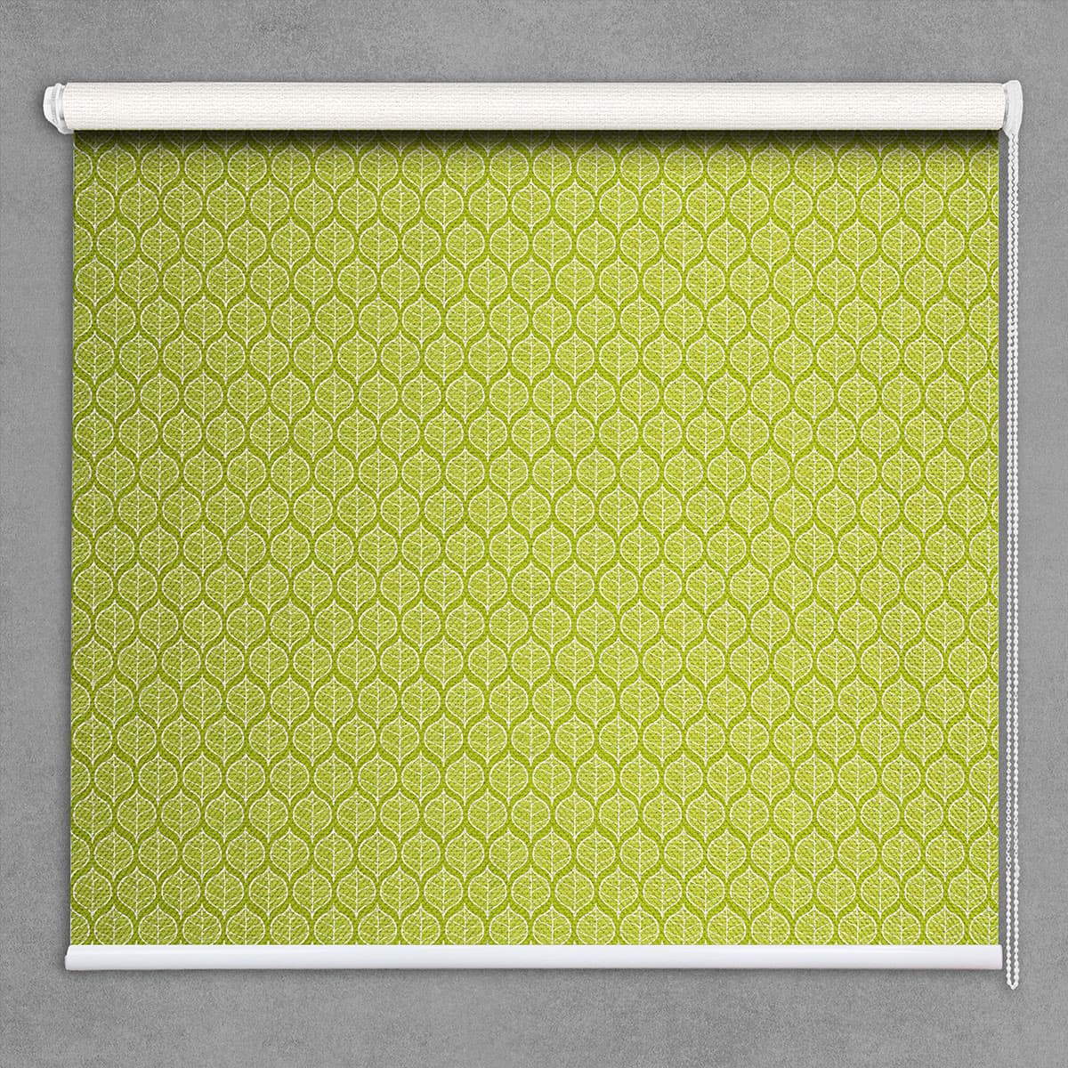 Leafy Vibe Green Leaf Harmony Roller Blinds shown in a room