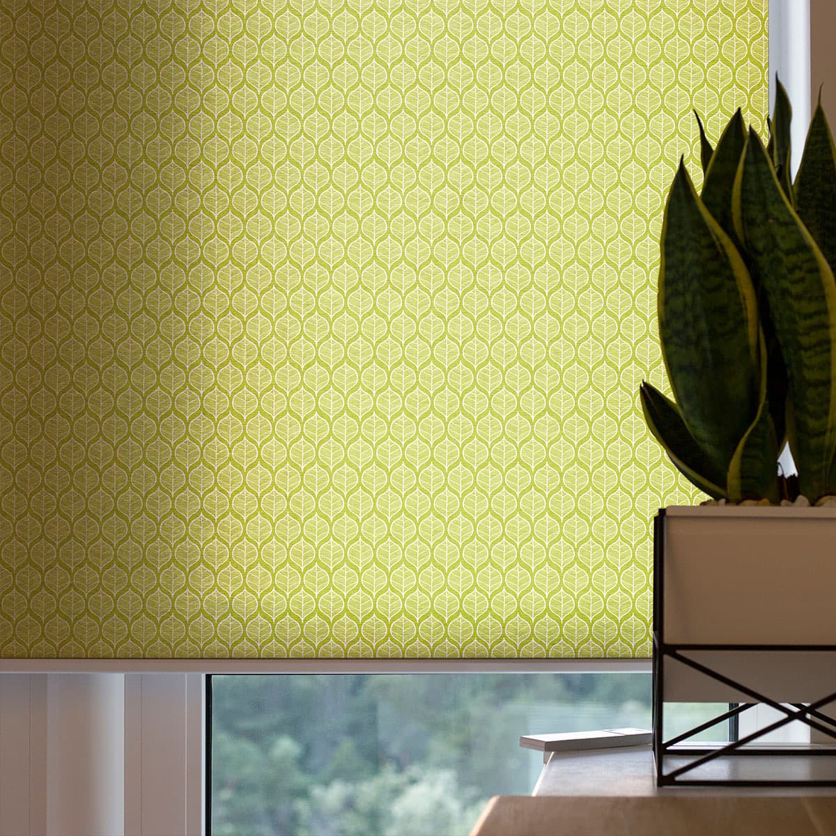 Leafy Vibe Green Leaf Harmony Roller Blinds pattern detail