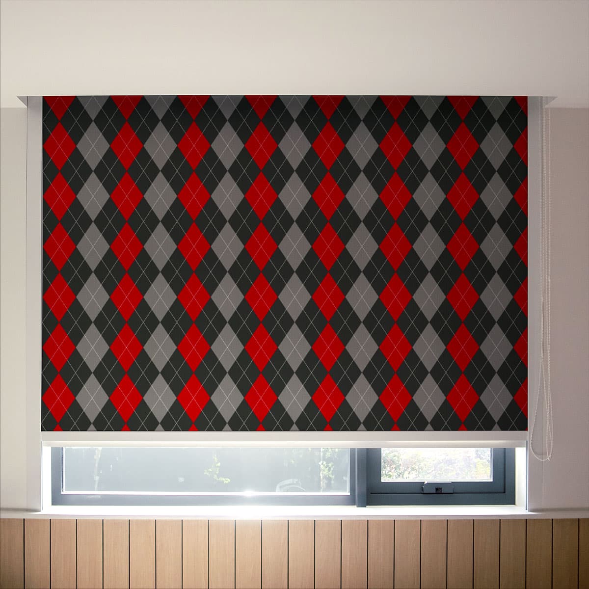 Red Revival Grey Patterned Roller Blinds pattern detail