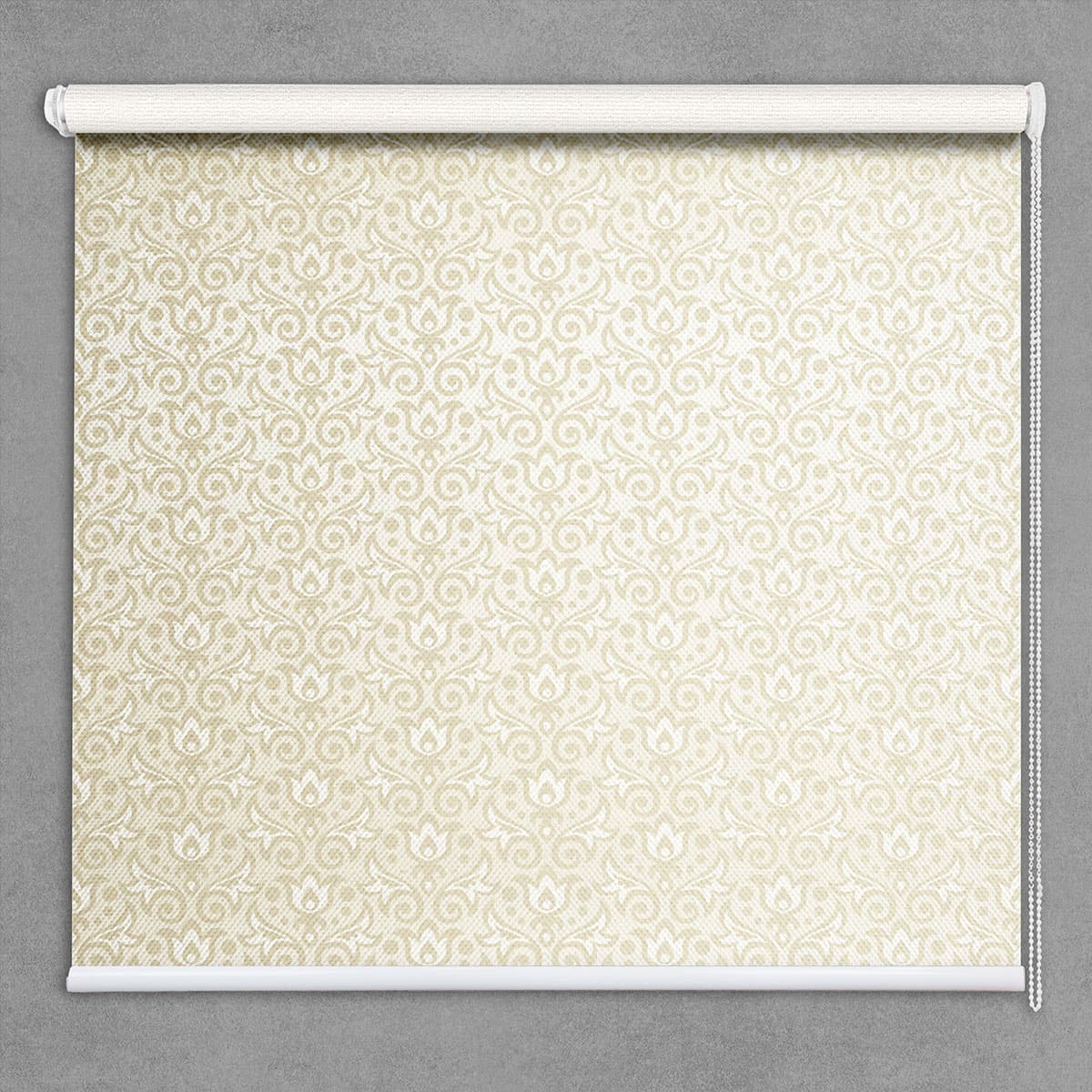 Ivory Impressions Tusk White Roller Blinds shown in a room