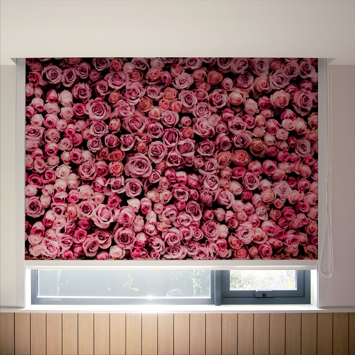 Crimson Harmony Rose Patterned Roller Blinds pattern detail