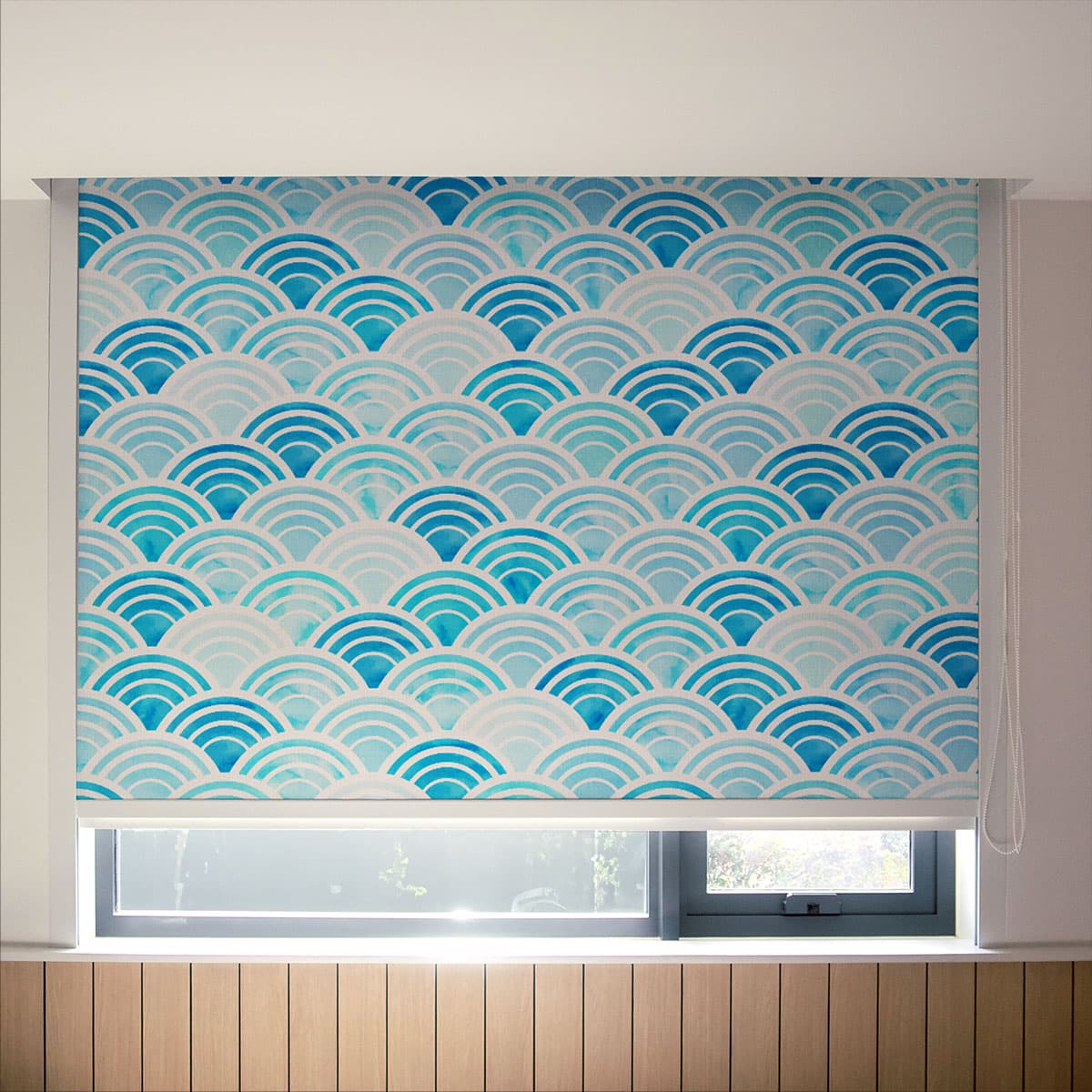 Sky Blue Patterned Window Blinds pattern detail