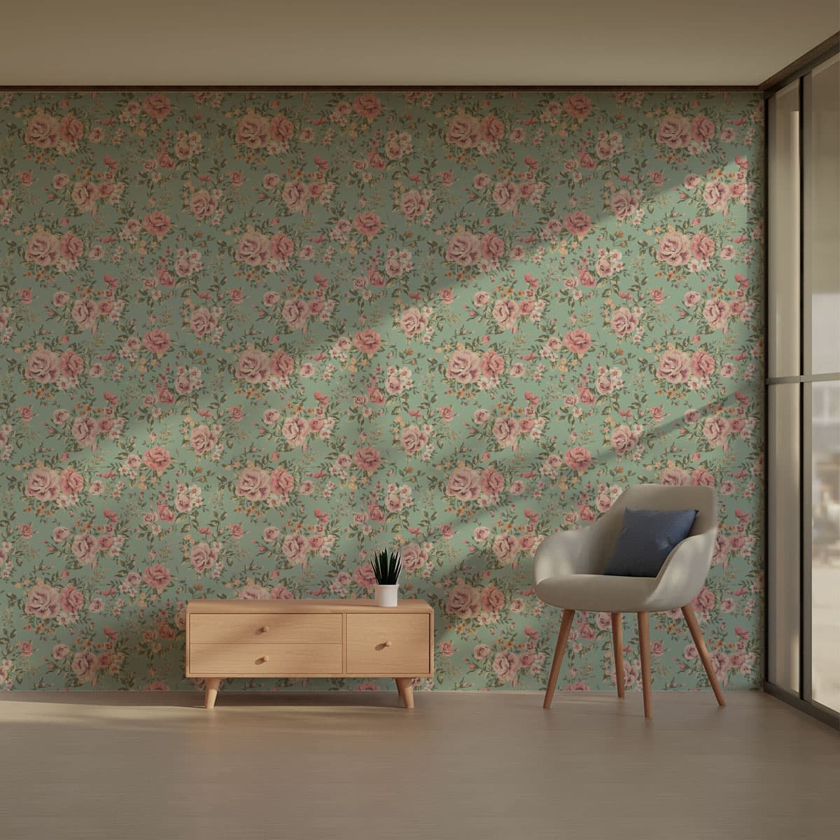 Floral Fabric Harmony Wallpaper Roll pattern detail