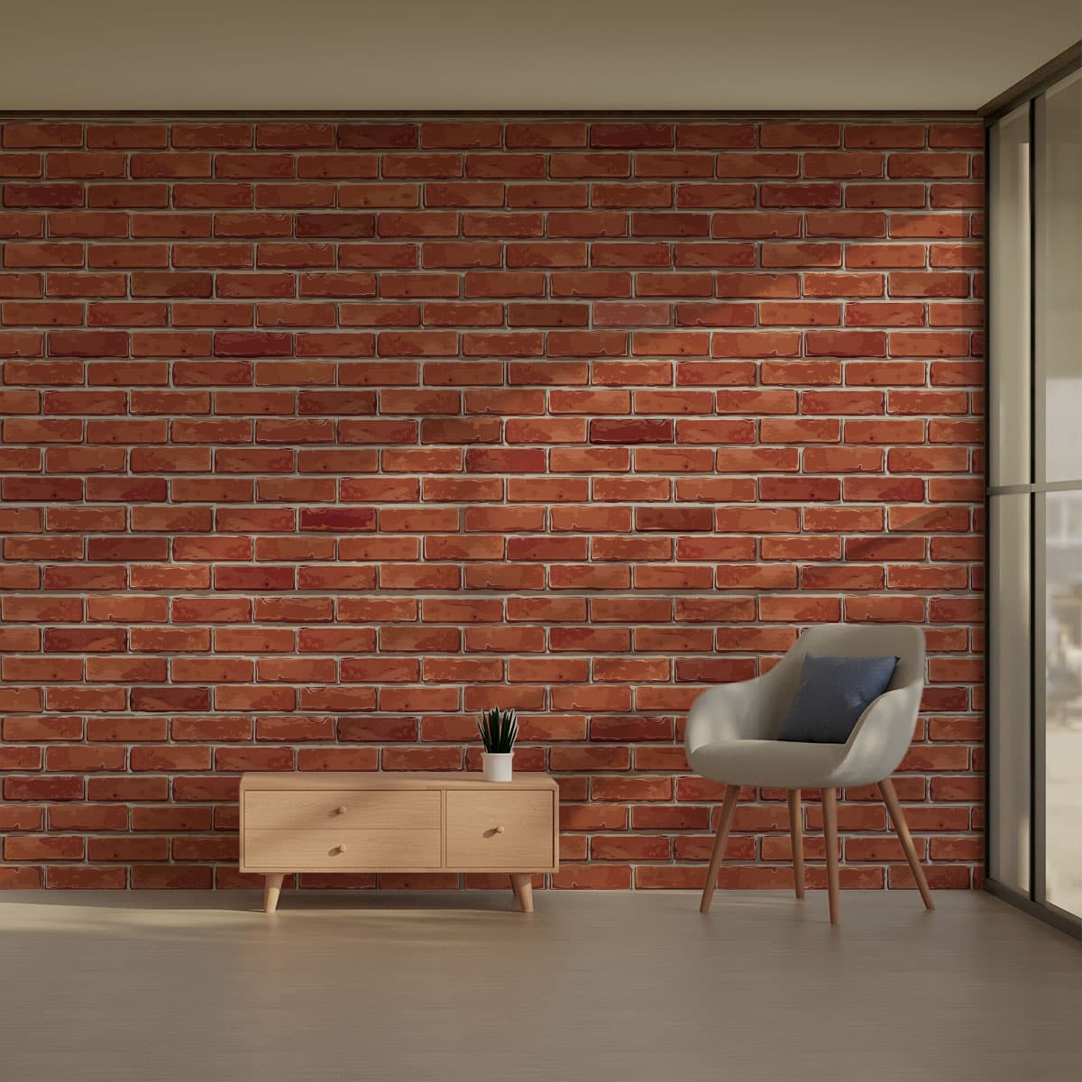 Classic Red Brick Wallpaper Roll pattern detail