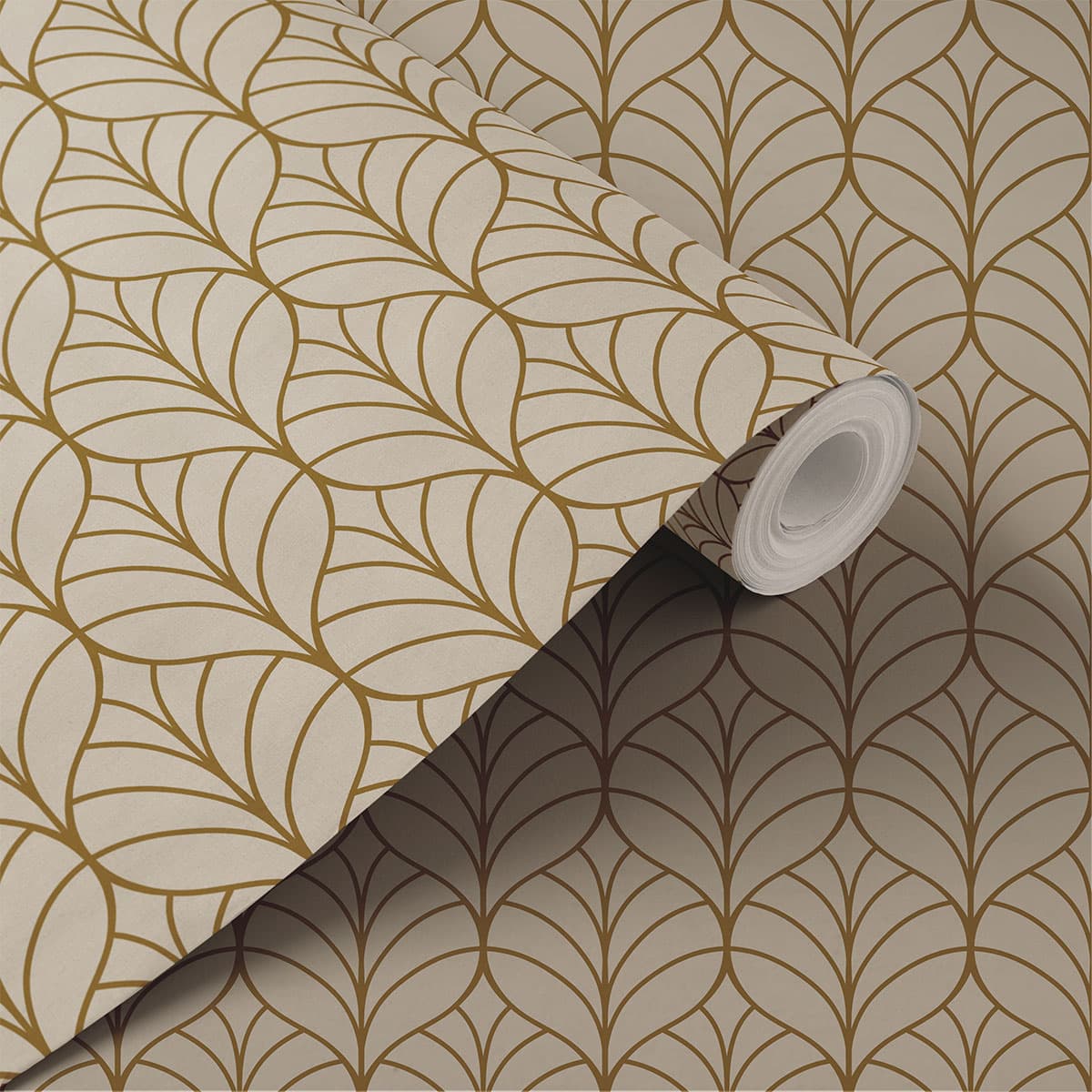 Off-White Pattern Wallpaper Roll shown in a room