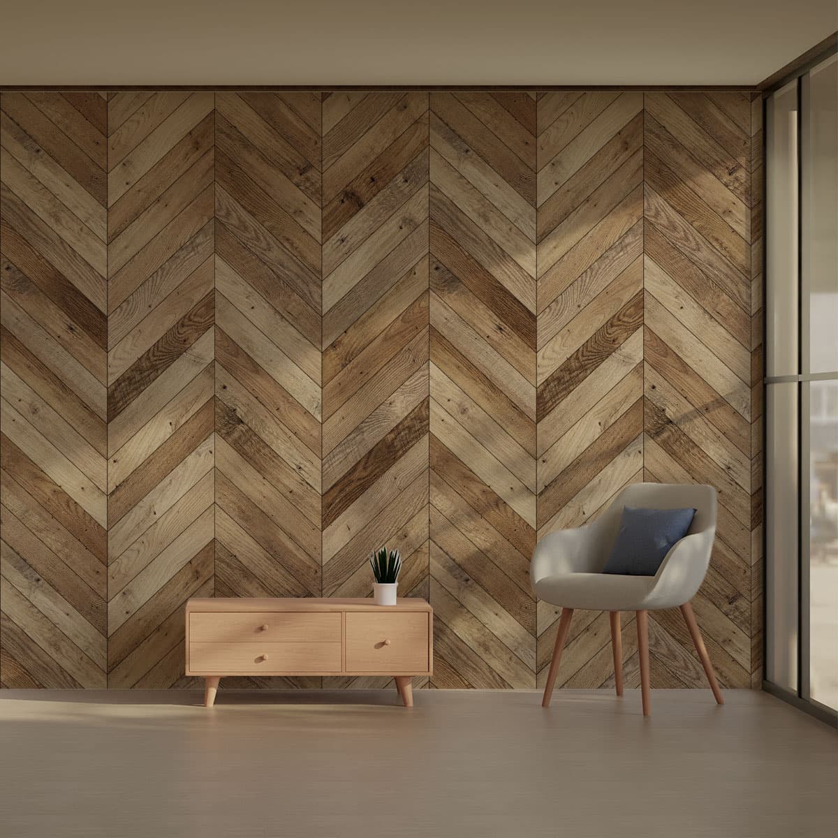 Chevron Wooden Pattern Wallpaper Roll pattern detail