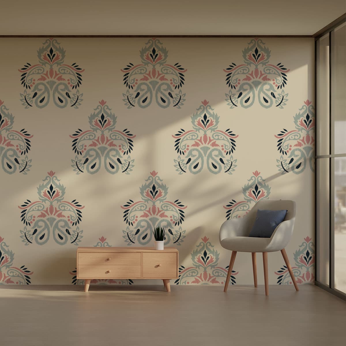 Off White Stencil Designs Wallpaper Roll pattern detail