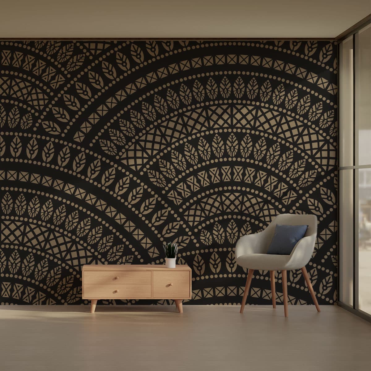 Rich Coffee Brown Elegance Wallpaper Roll pattern detail