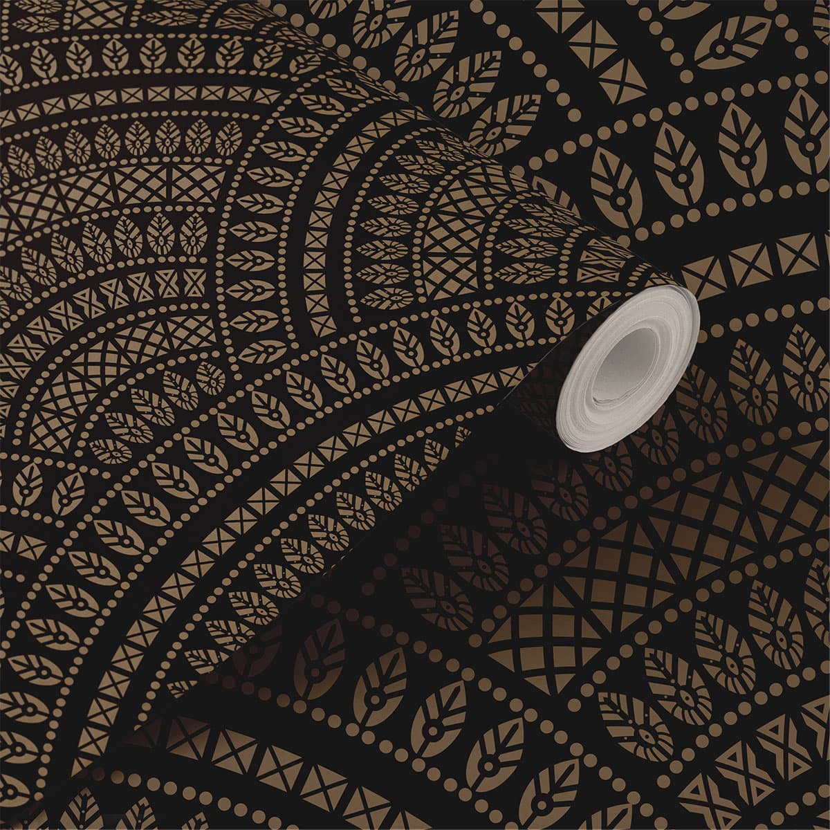 Rich Coffee Brown Elegance Wallpaper Roll shown in a room