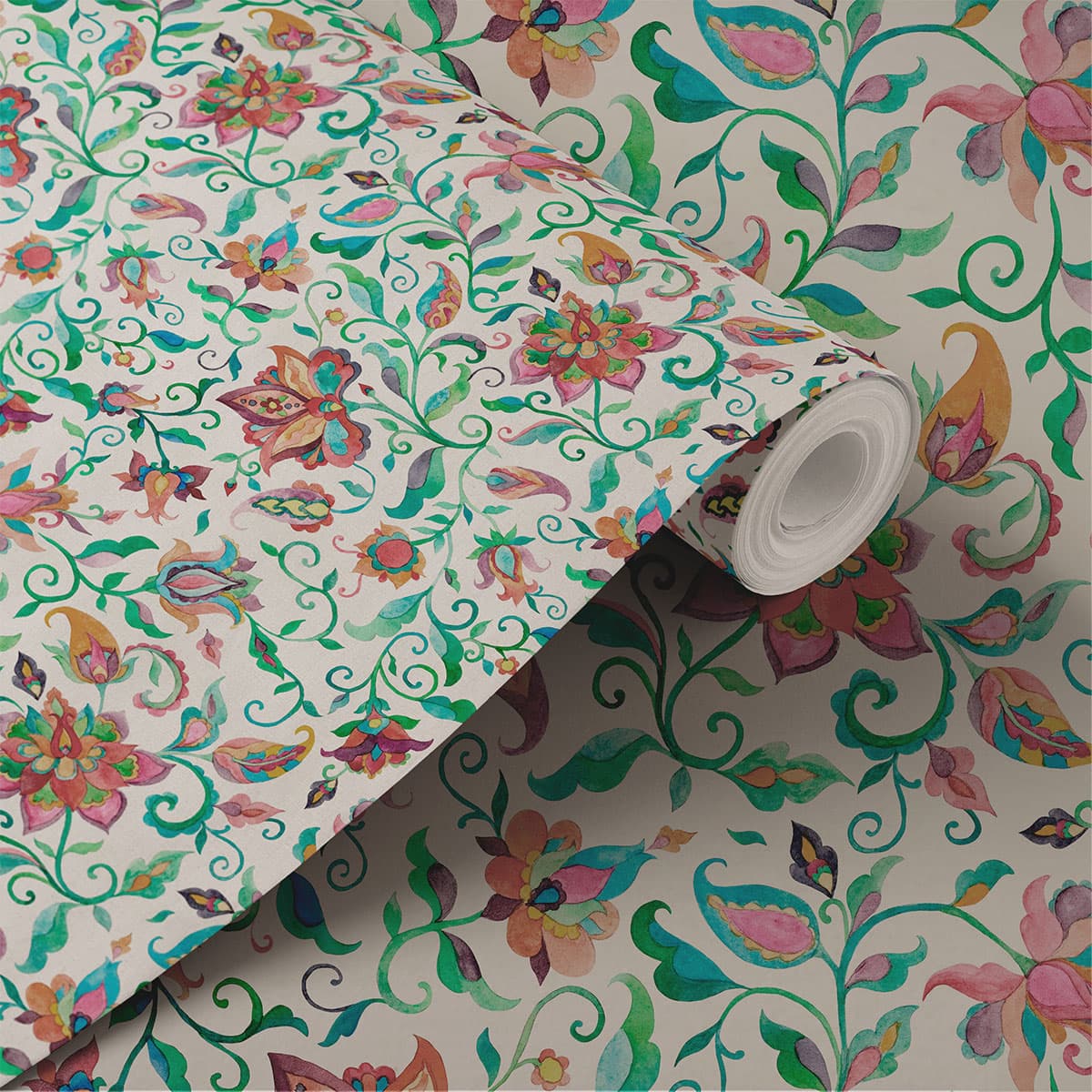 Floral Watercolor Wallpaper Roll shown in a room