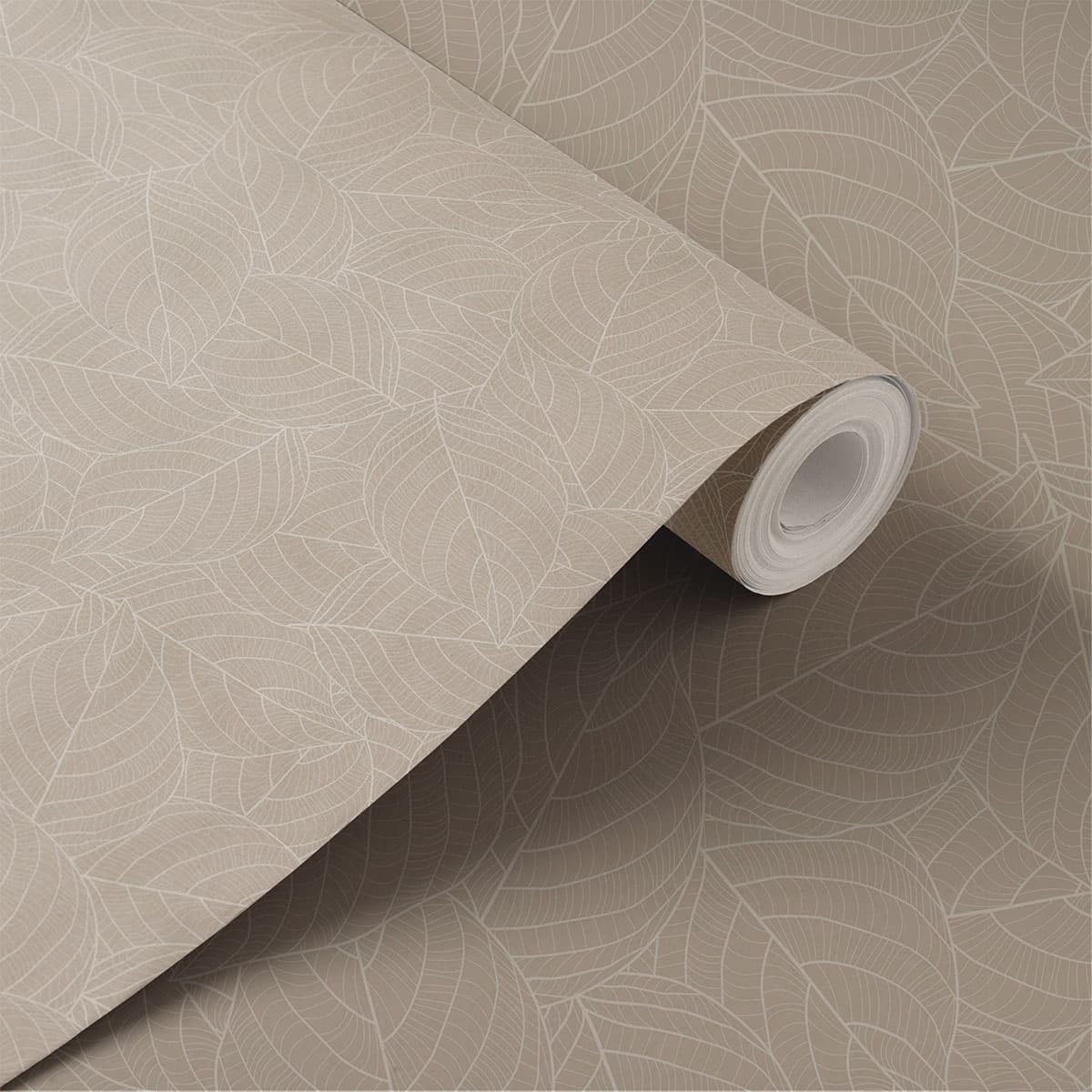 Brown Leaves Pattern Wallpaper Roll shown in a room