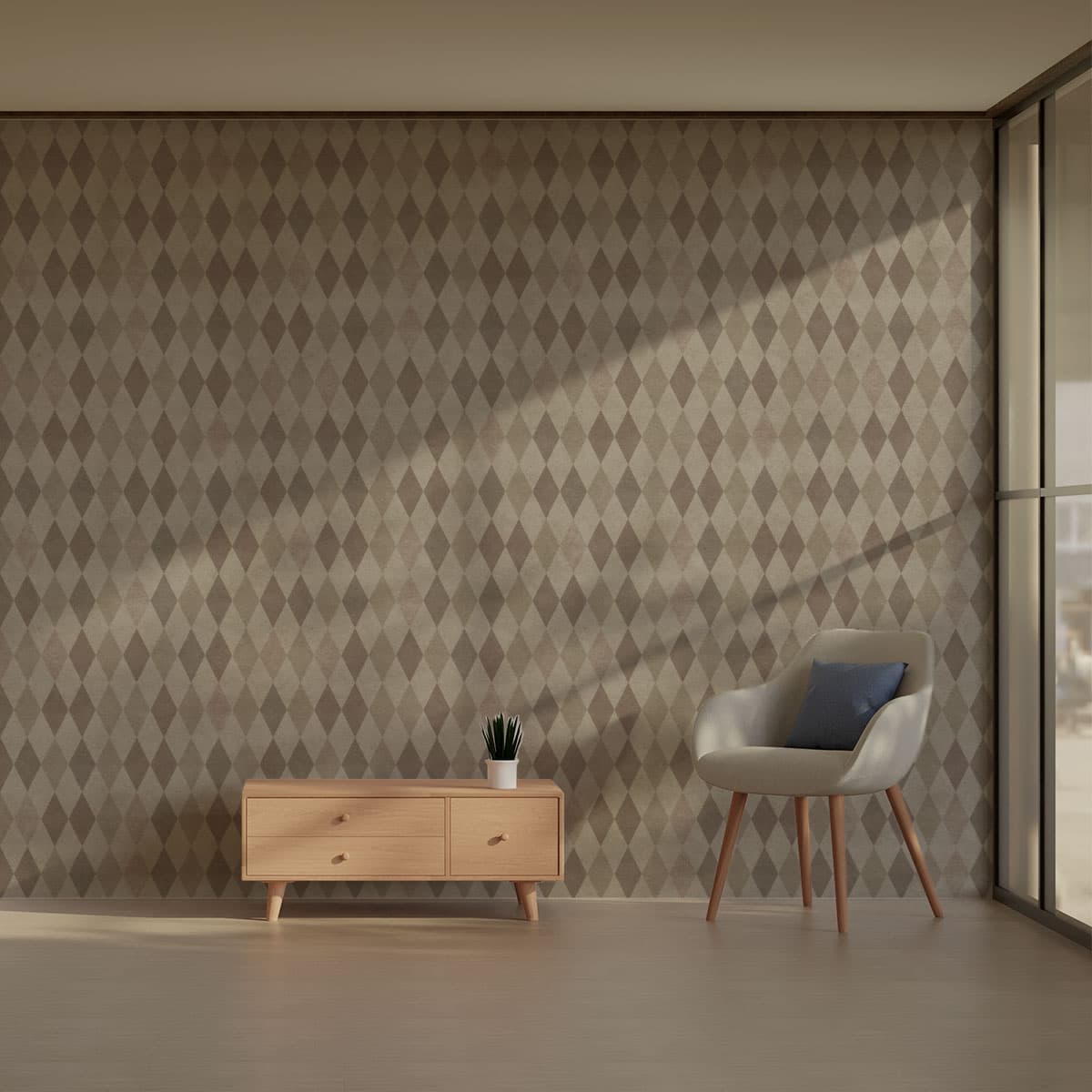 Rhombus Brown Wallpaper Roll pattern detail