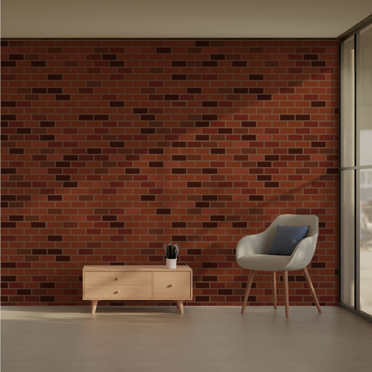 Brown and Black Brick Wallpaper Roll pattern detail