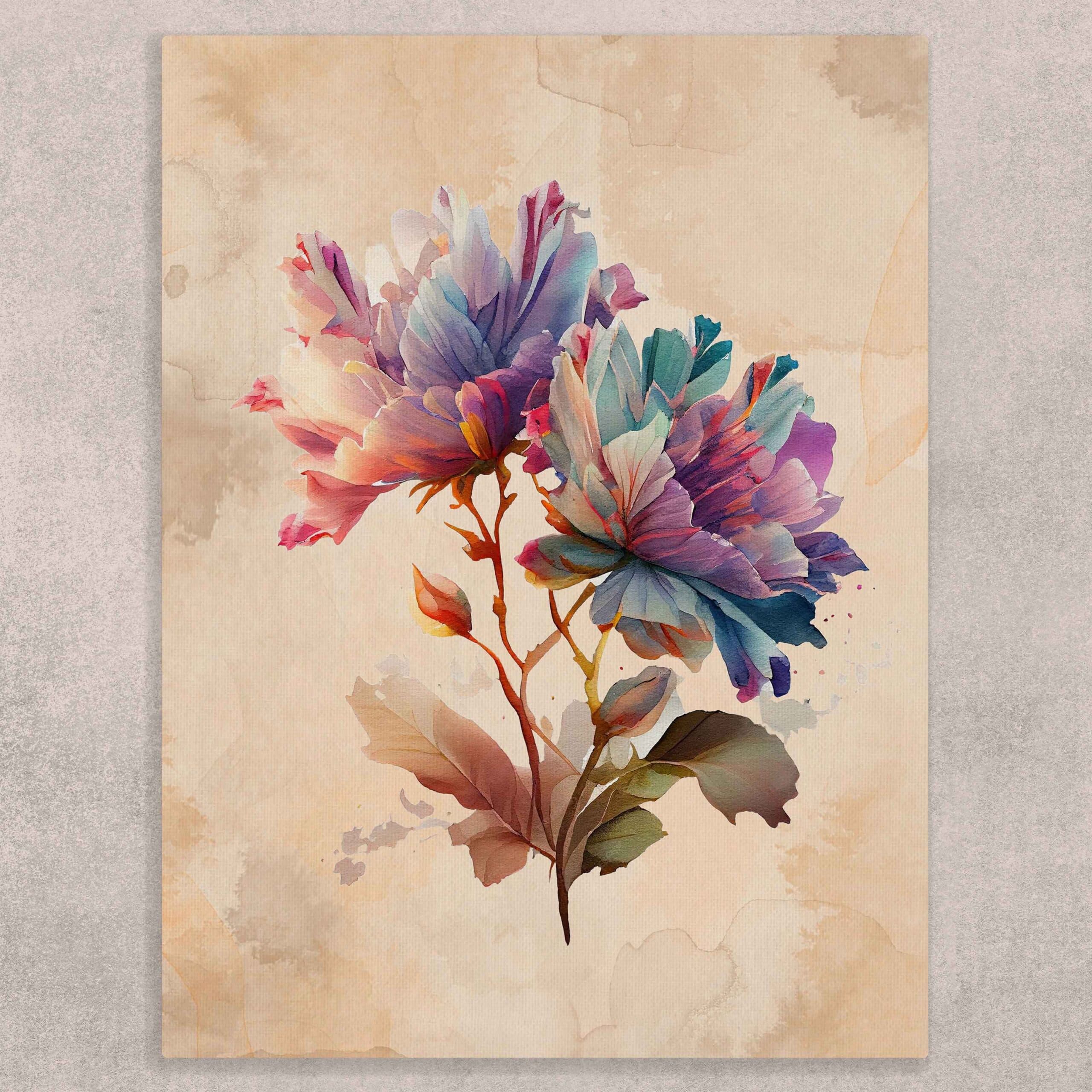 Flower Canvas Painting shown in a room
