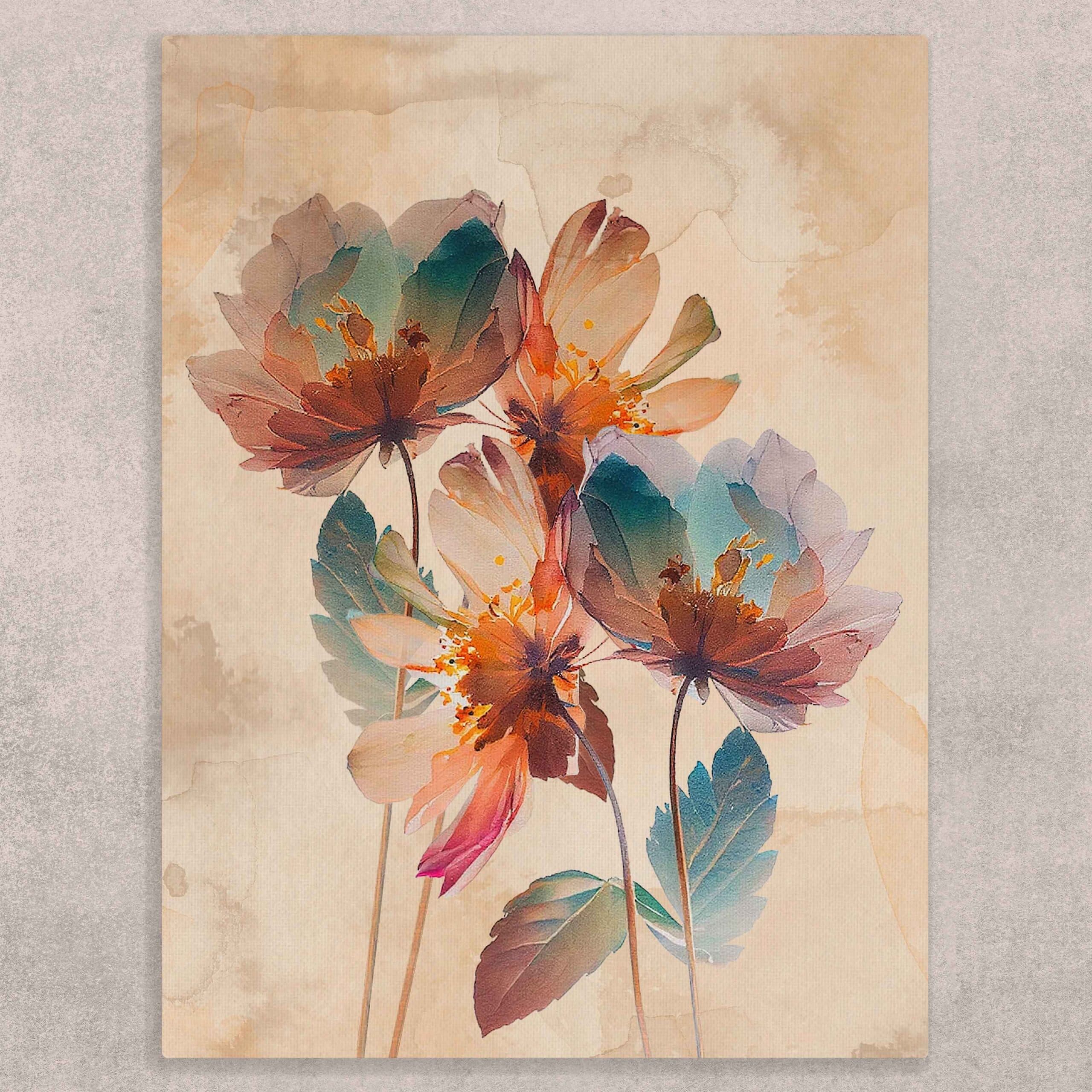 Beautiful Floral Canvas Painting for Home and Office shown in a room