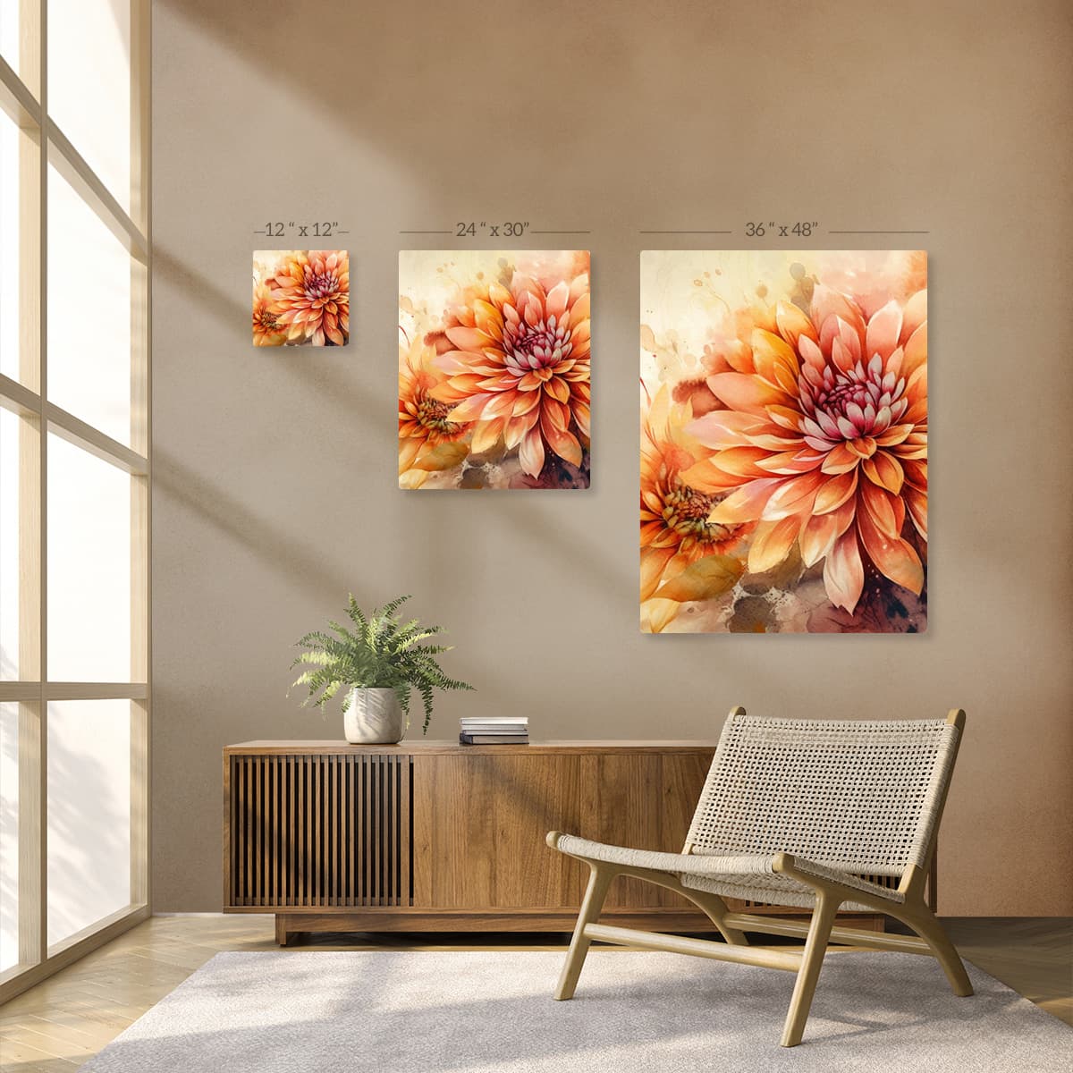Beautiful Dahlia Flower Canvas Painting pattern detail