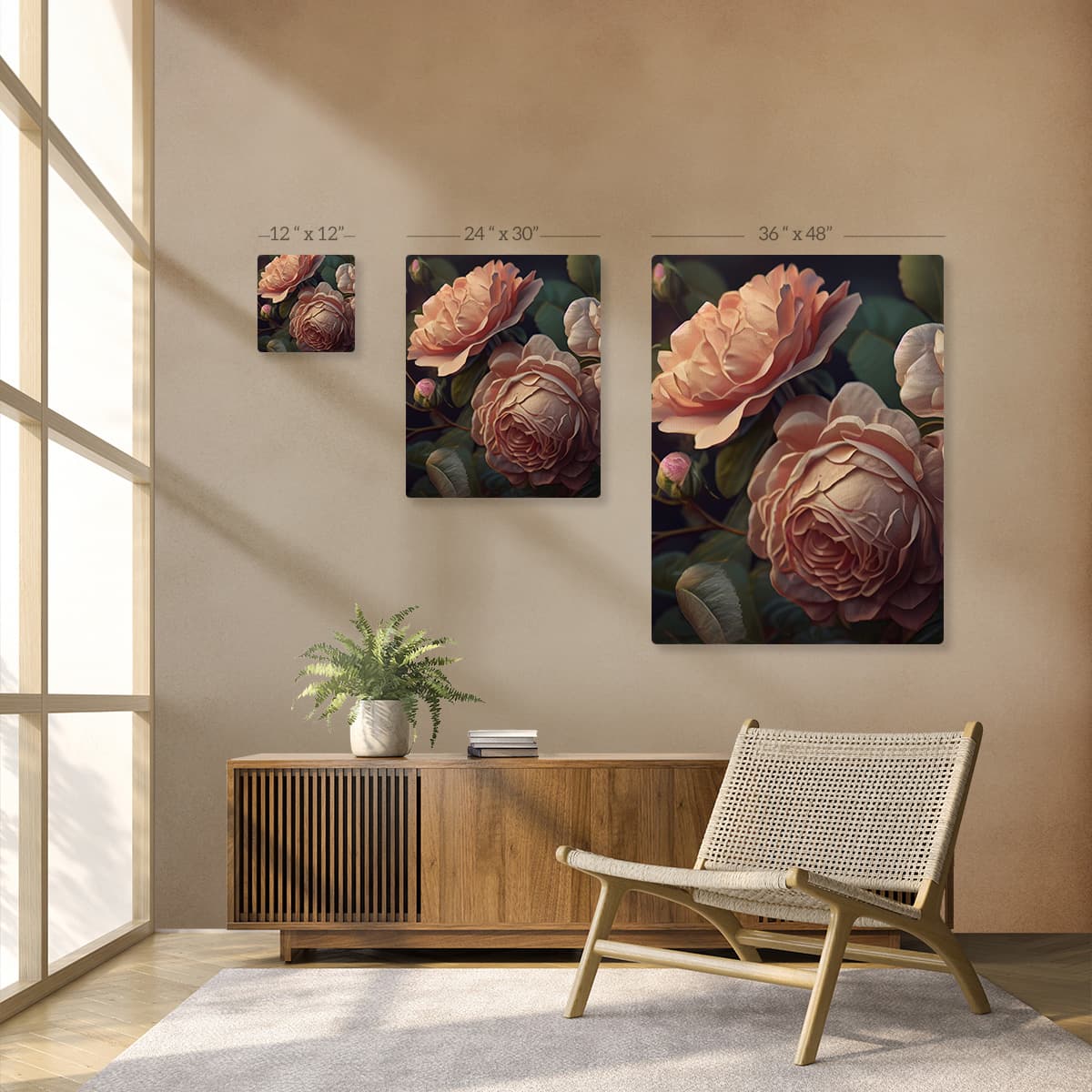 Roseate Dreamscape Canvas Painting for Home and Office pattern detail