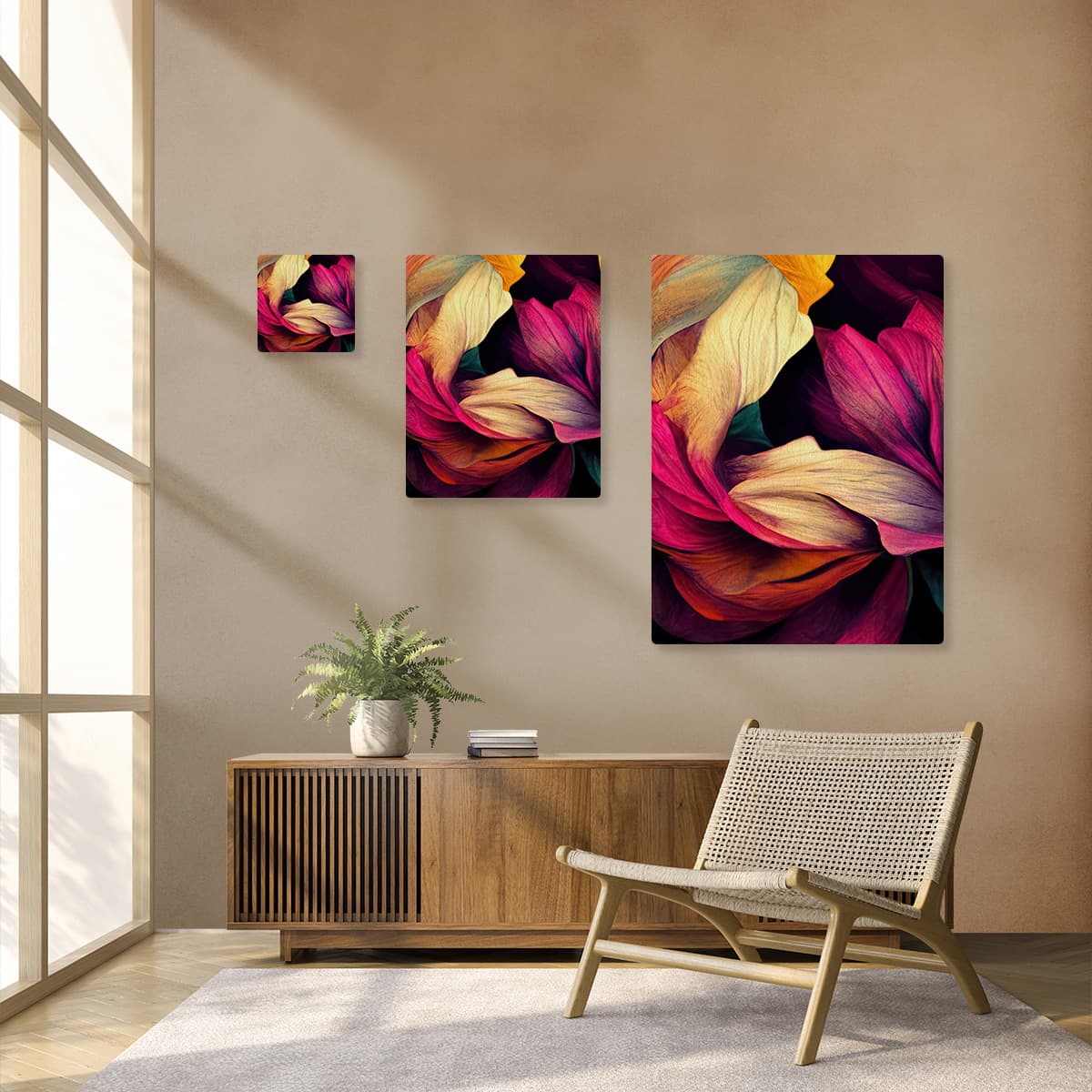 Botanical Petal Symphony Canvas Painting pattern detail