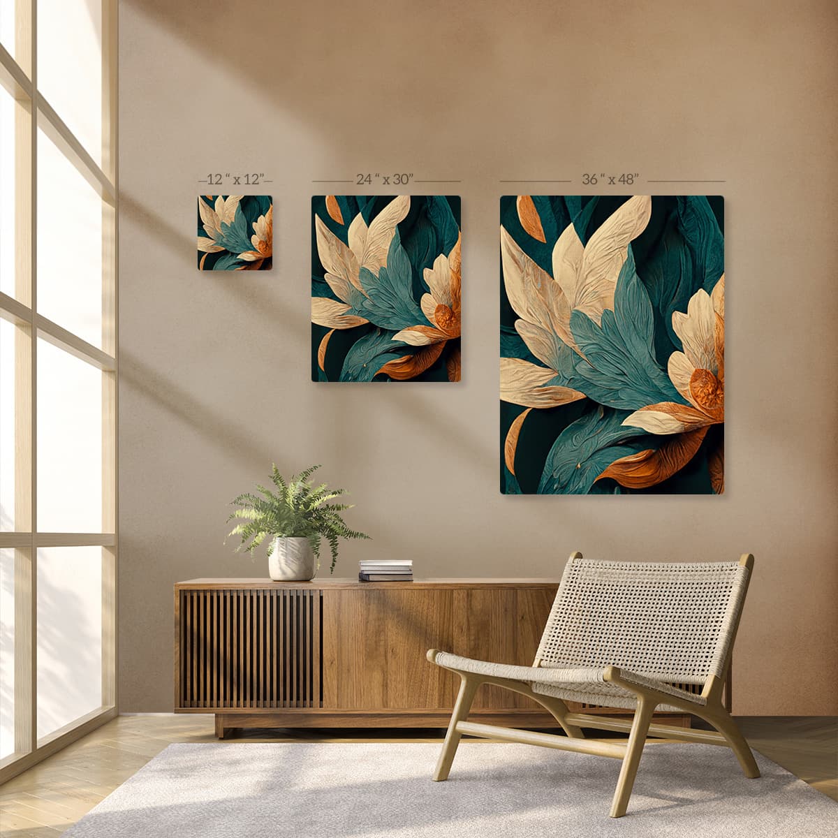 Spring Leaves Canvas Painting for Wall pattern detail