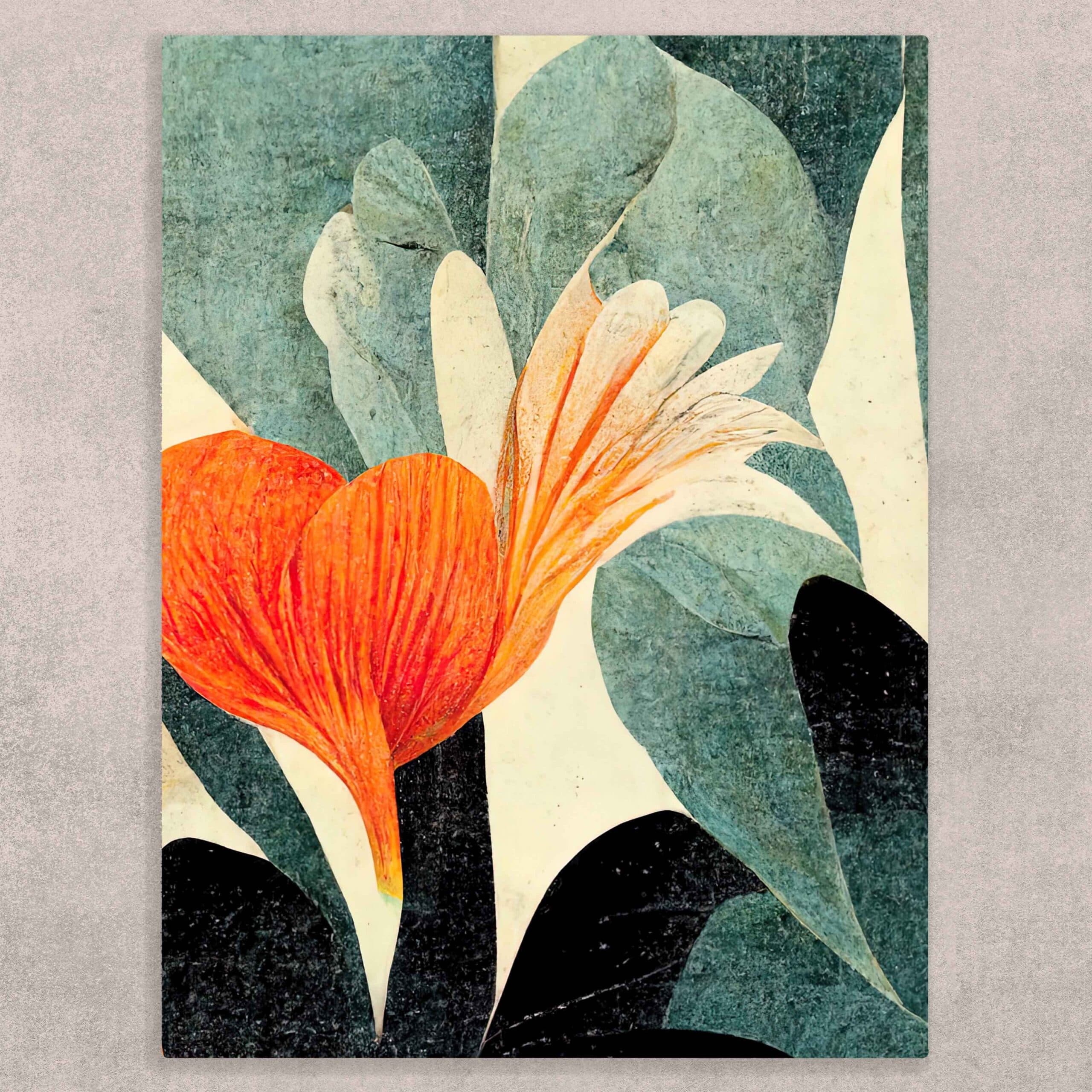 Summer Floral Garden Canvas Painting shown in a room