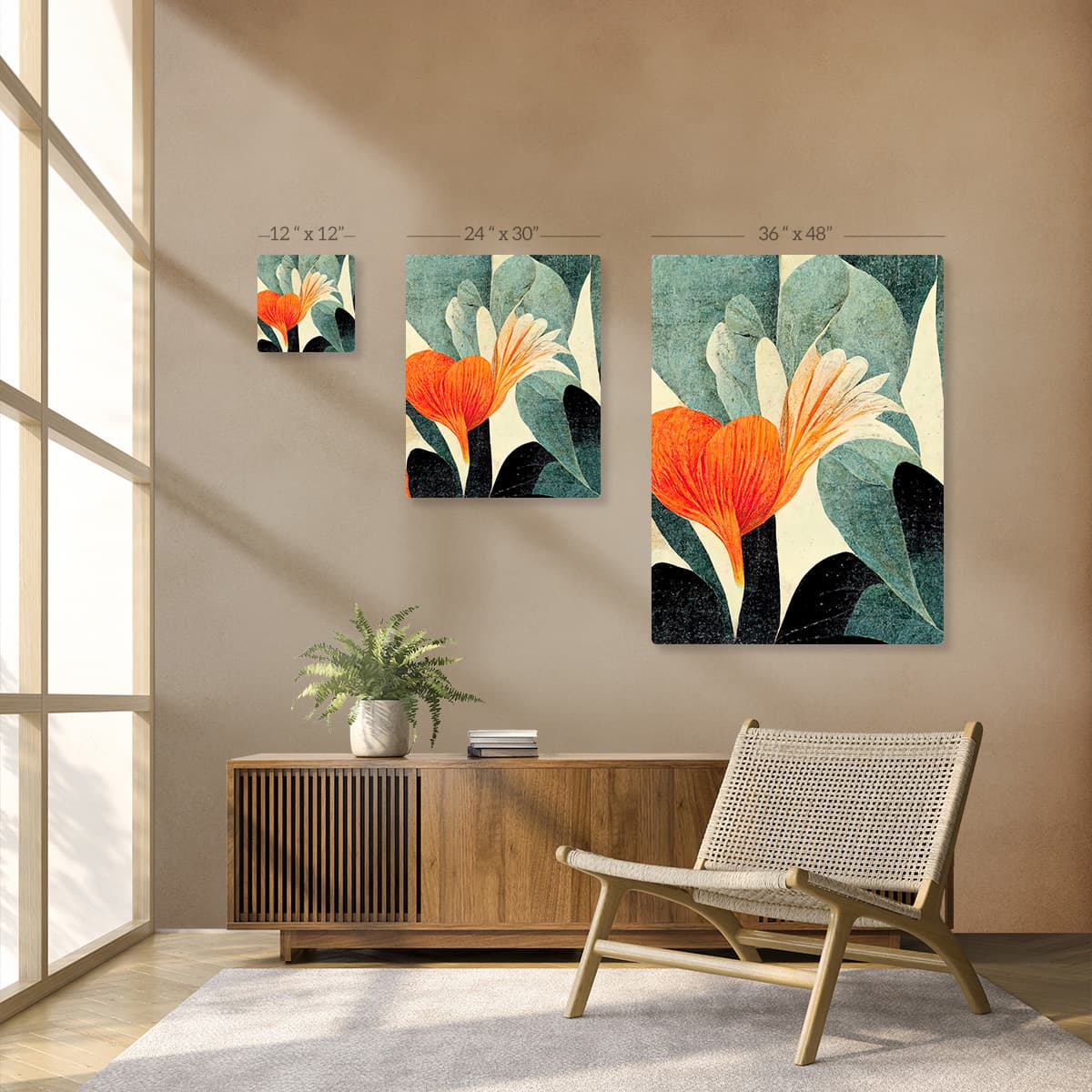 Summer Floral Garden Canvas Painting pattern detail